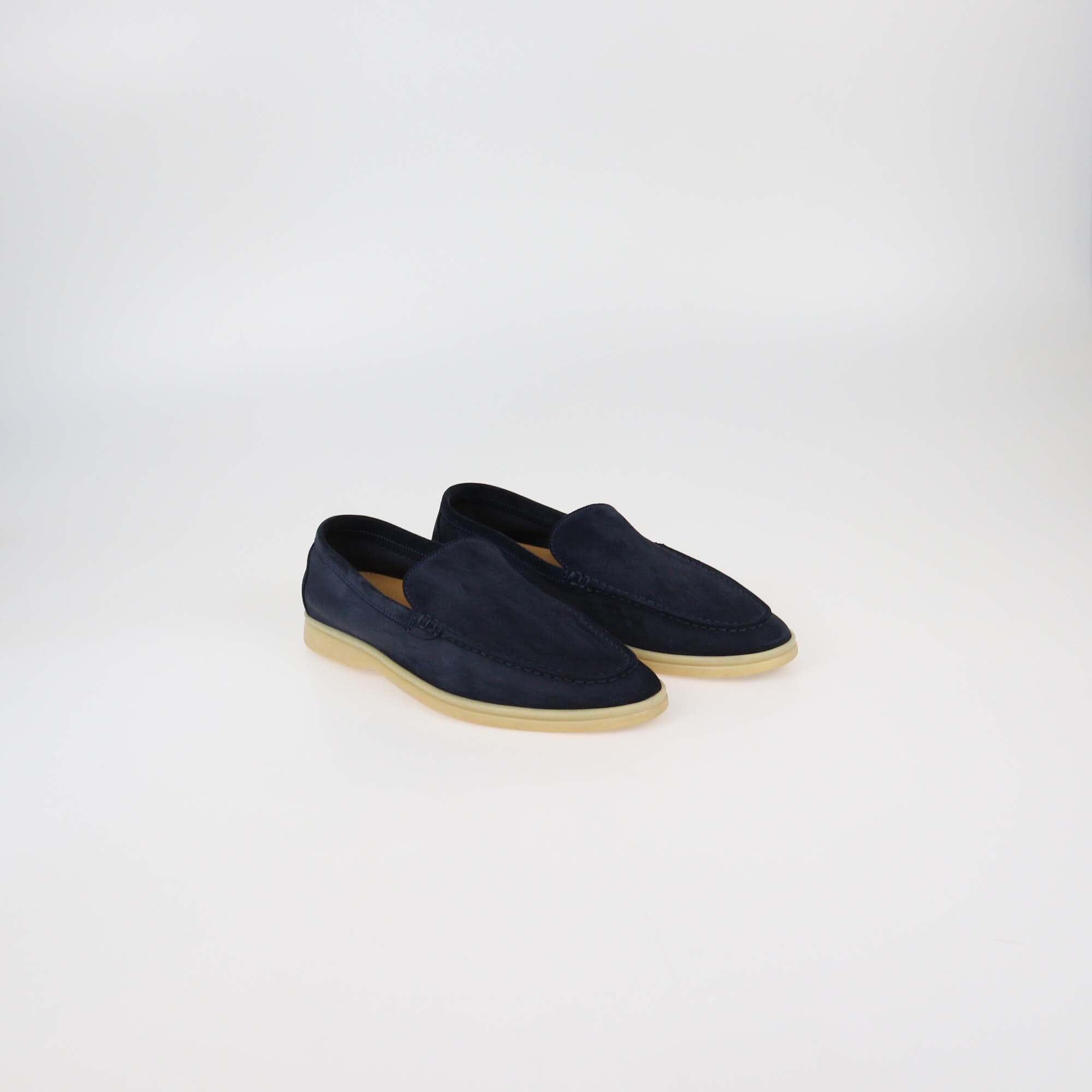Loro Piana Navy Blue Suede Summer Charms Walk Loafers Womens Loro Piana 