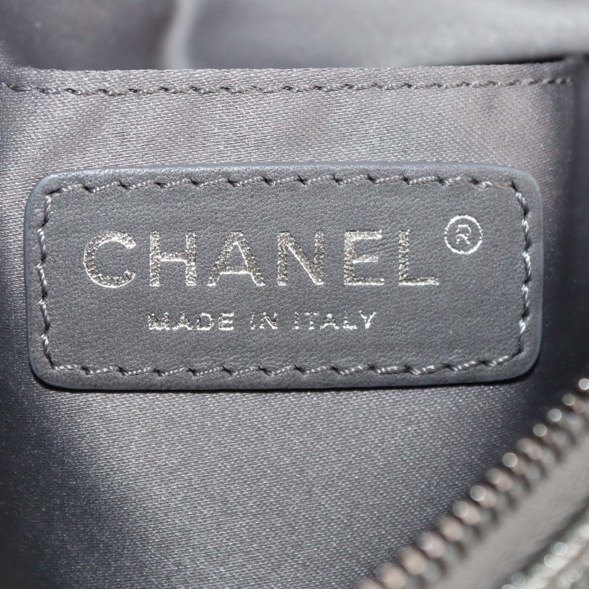 Chanel Metallic Grey Quilted Leather Banane Waist Bag