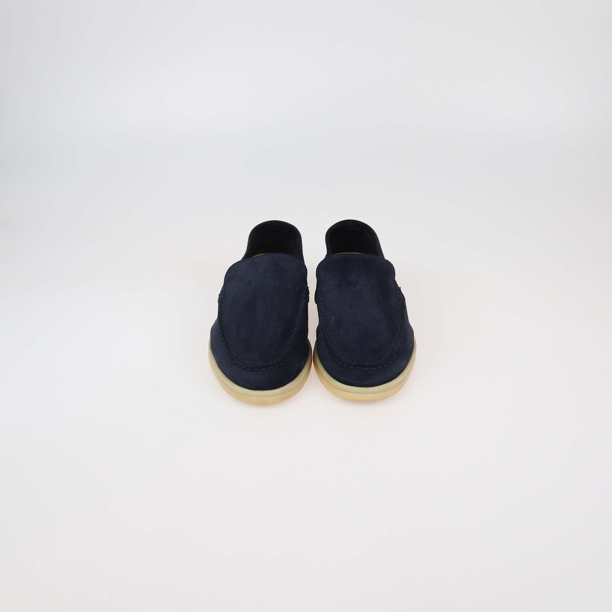 Loro Piana Navy Blue Suede Summer Charms Walk Loafers Womens Loro Piana 