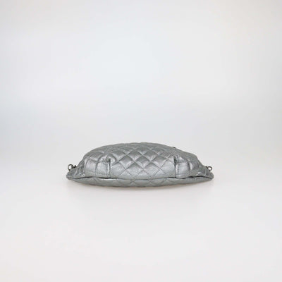 Chanel Metallic Grey Quilted Leather Banane Waist Bag