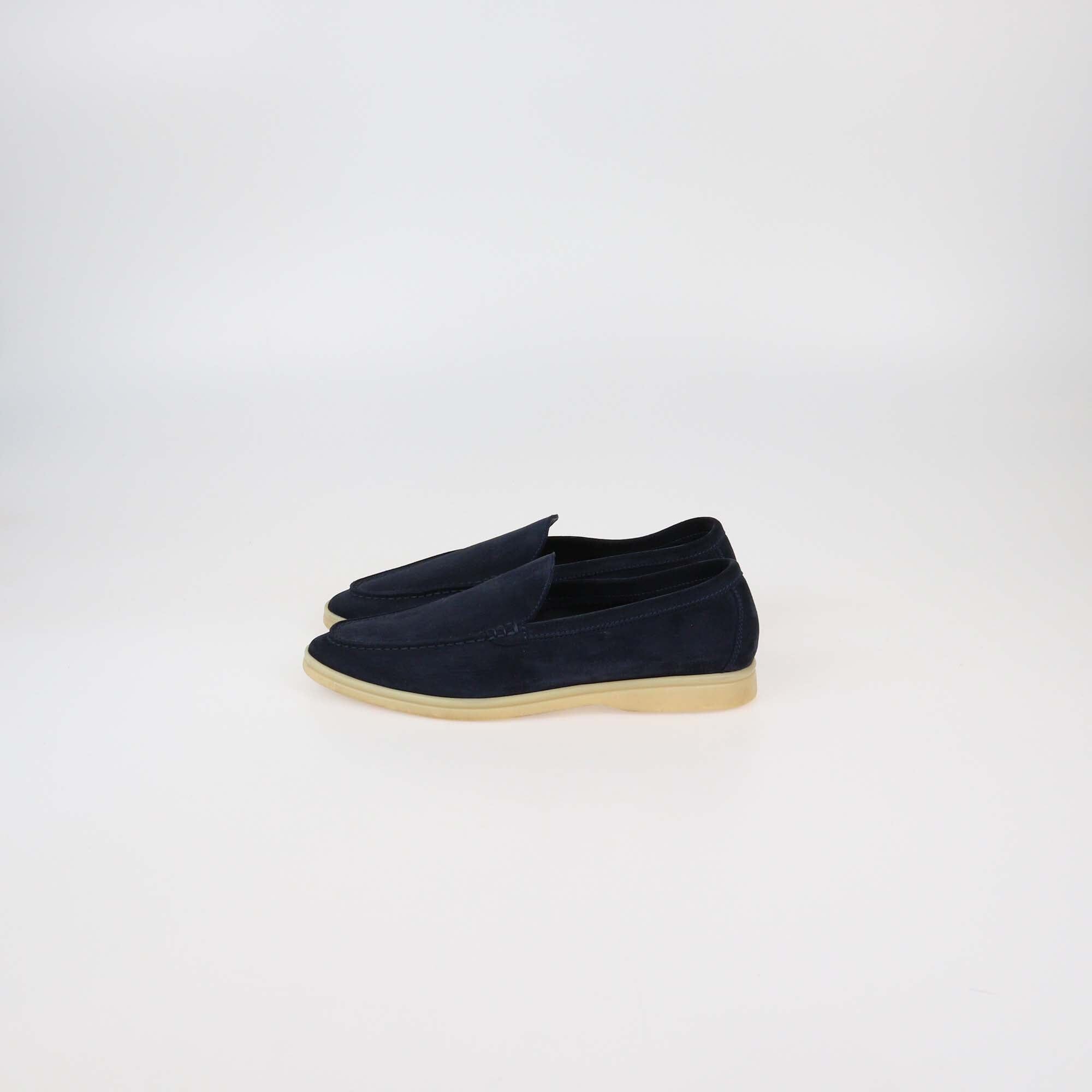Loro Piana Navy Blue Suede Summer Charms Walk Loafers Womens Loro Piana 