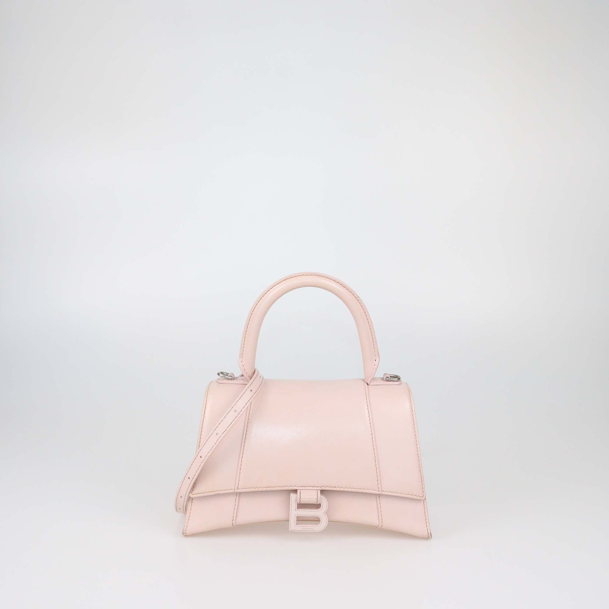 Balenciaga Pink Leather Small Hourglass Top Handle Bag