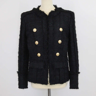 Balmain Black Metallic Tweed Long Sleeve Jacket