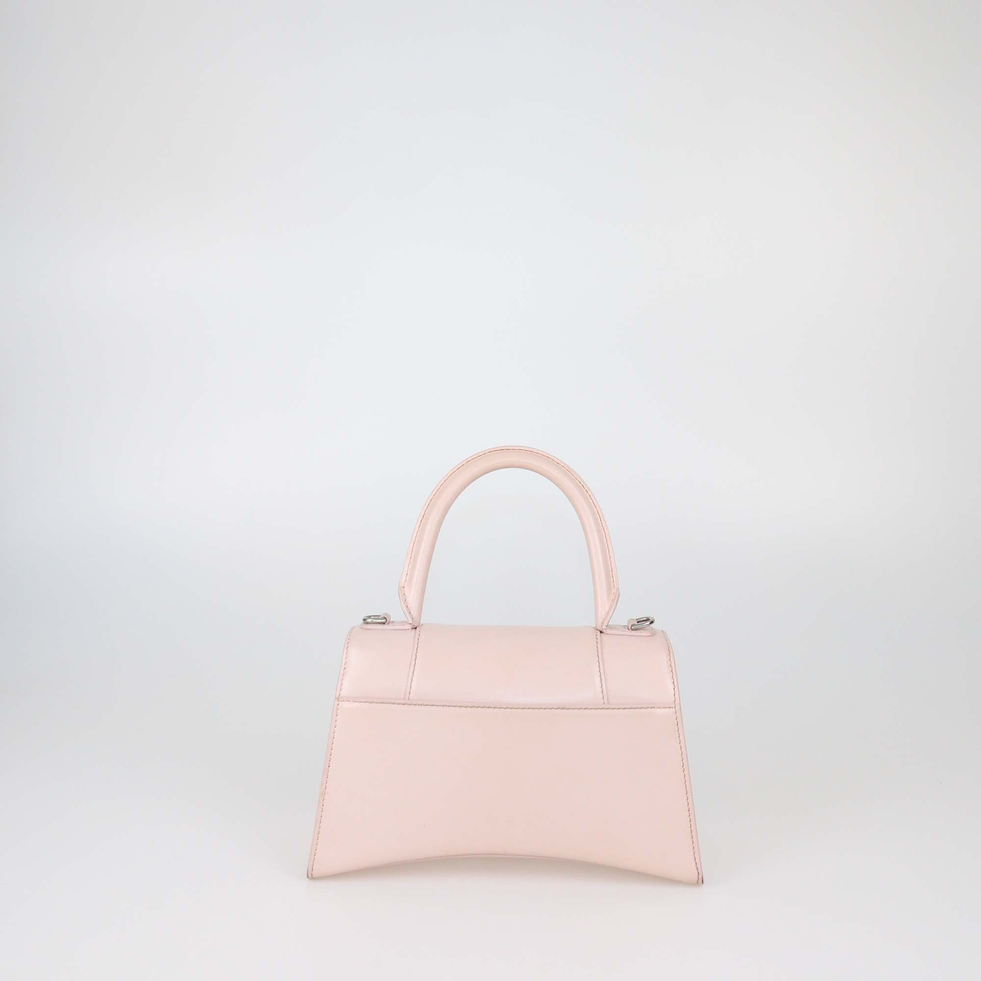 Balenciaga Pink Leather Small Hourglass Top Handle Bag