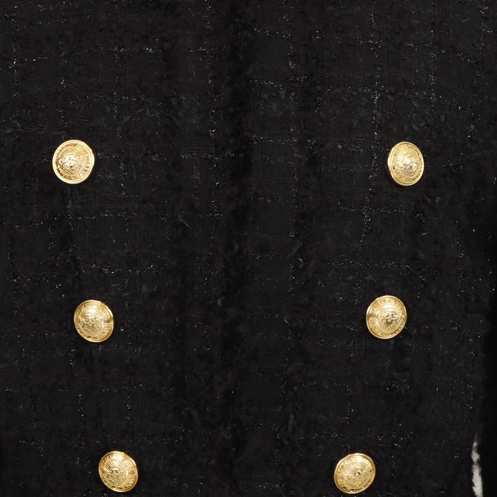 Balmain Black Metallic Tweed Long Sleeve Jacket