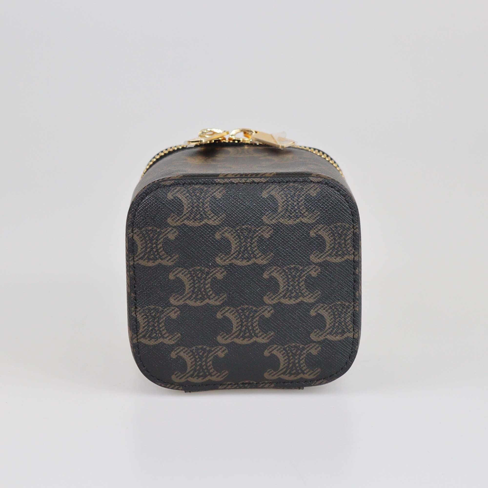 Celine Tan/Black Triomphe Mini Vanity Case Womens Celine 