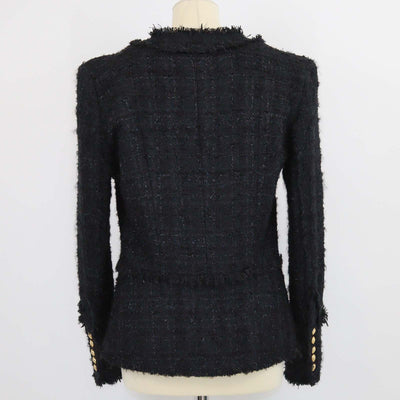 Balmain Black Metallic Tweed Long Sleeve Jacket
