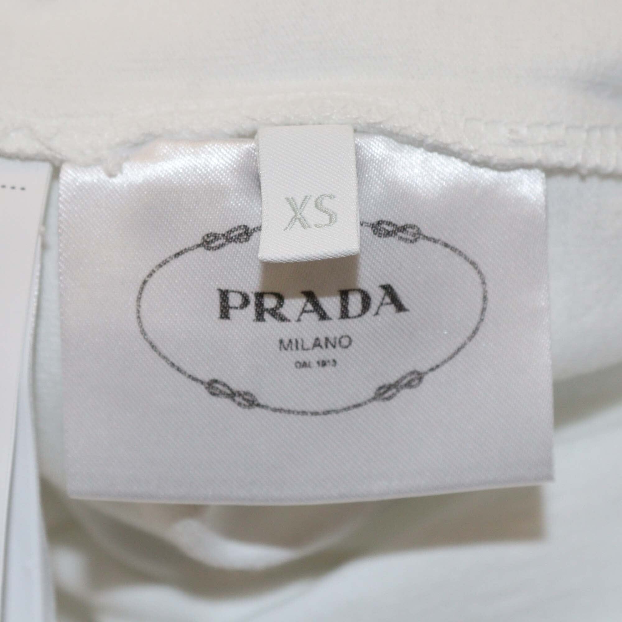 Prada White Cotton Triangle Logo Detail Long Sleeve Womens Prada 