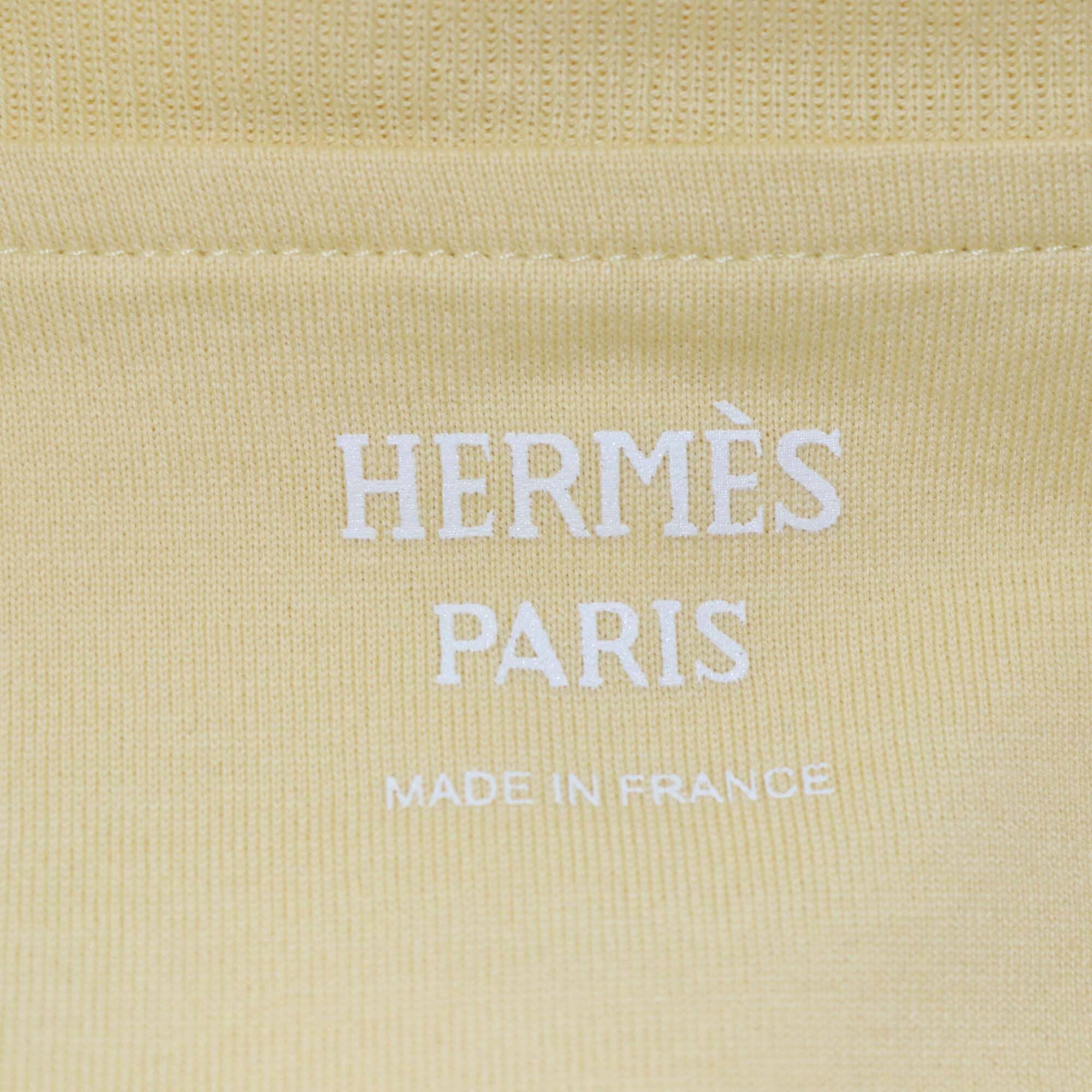 Hermes Yellow Cotton Faubourg Rainbow Print Short Sleeve T-Shirt Womens Hermes 