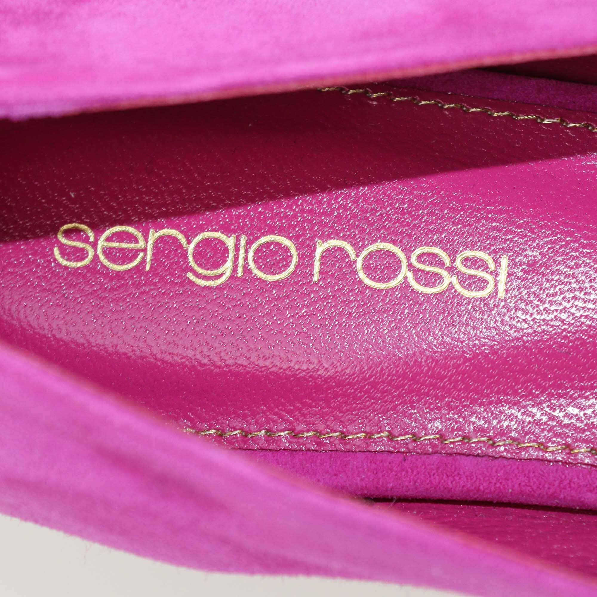 Sergio Rossi Fuchsia Suede Crystal Embellished Flat Pumps Womens Sergio Rossi 