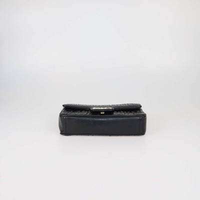 Prada Black Gaufre Leather Flap Chain Shoulder Bag