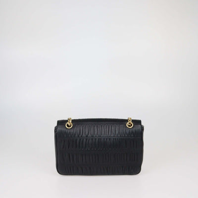 Prada Black Gaufre Leather Flap Chain Shoulder Bag