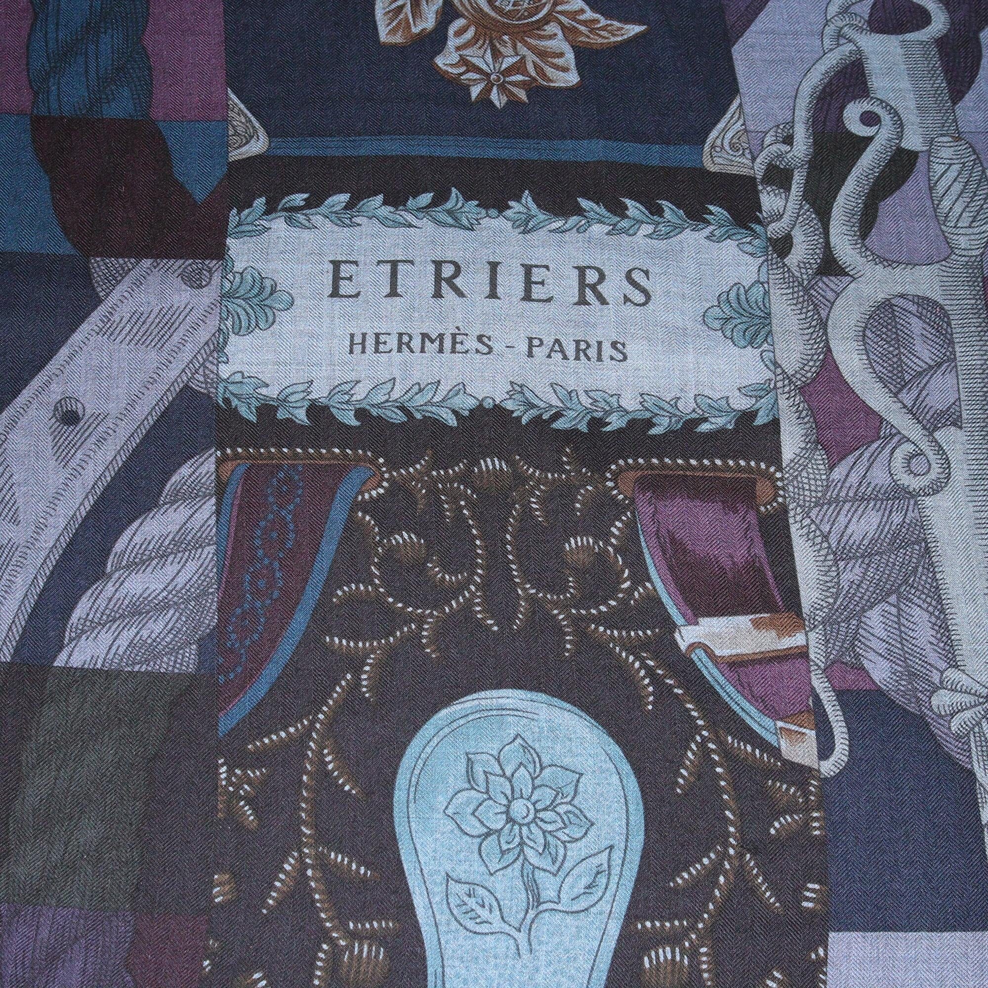 Hermes Multicolor Brides de Gala, Zebra Pegasus & Della Cavalleria Print Crystal Reversible Shawl Womens Hermes 