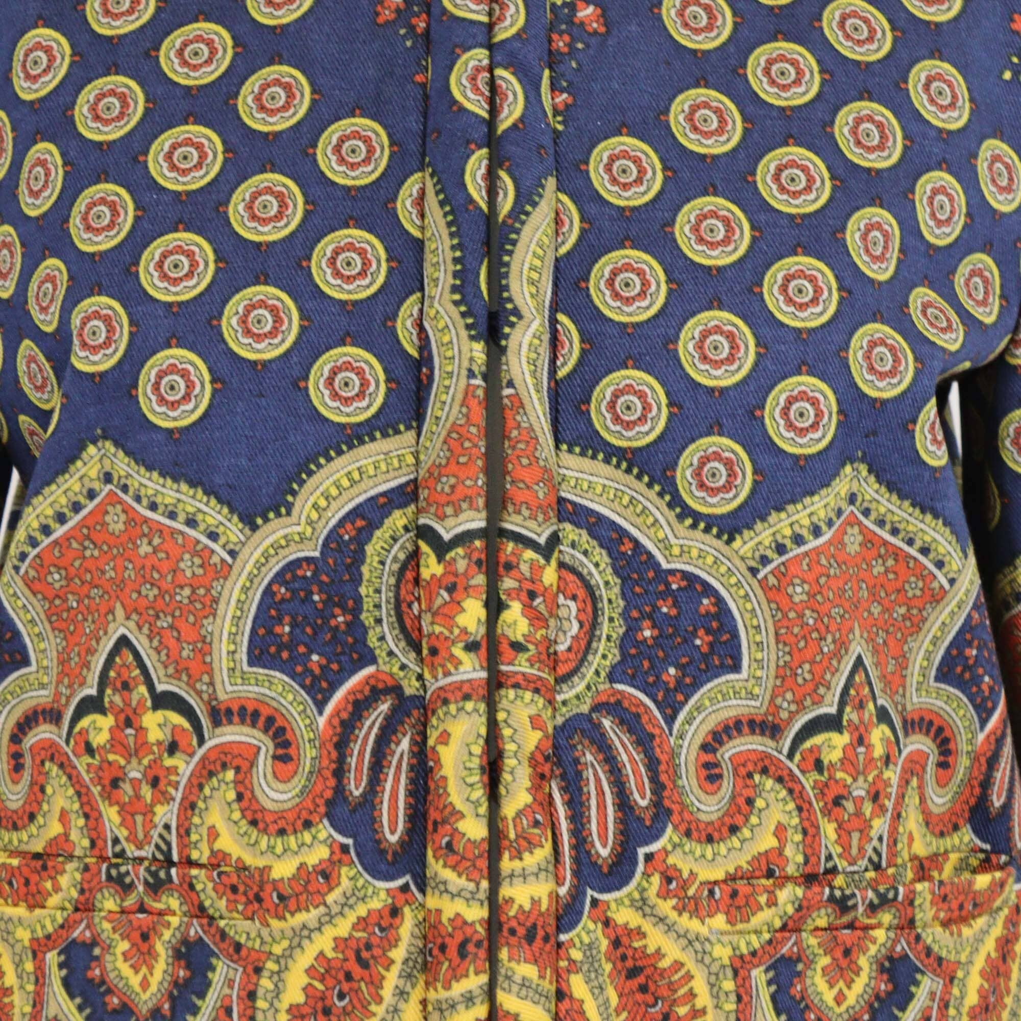 Valentino Multicolor Gabardine Paisley Print Denim 3 Quarter Sleeve Jacket Womens Valentino 