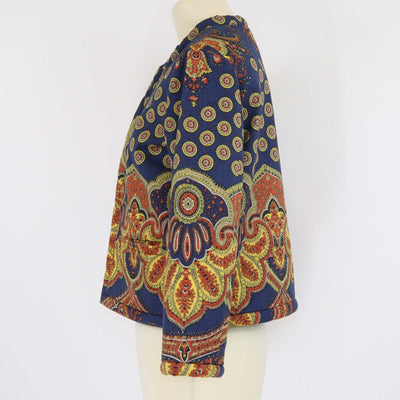 Valentino Multicolor Gabardine Paisley Print Denim 3 Quarter Sleeve Jacket Womens Valentino 