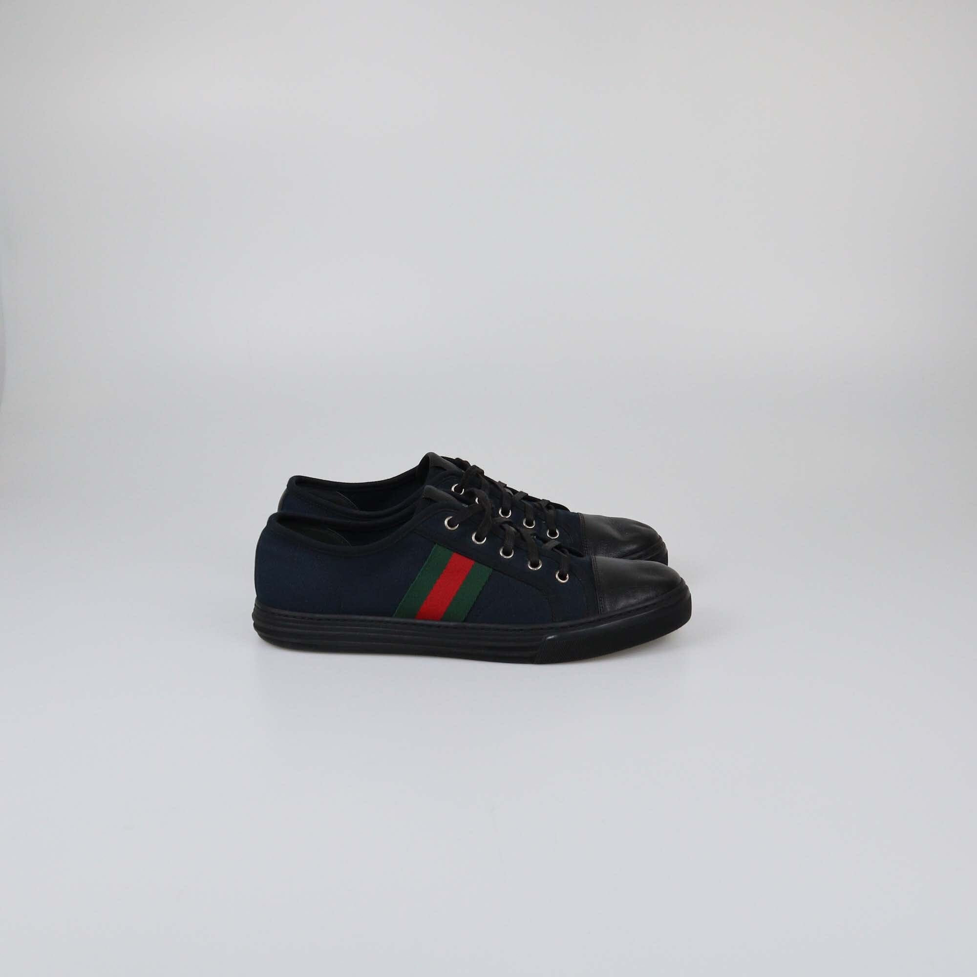 Gucci Black/Navy Blue GG Web Low Top Sneakers Mens Gucci 