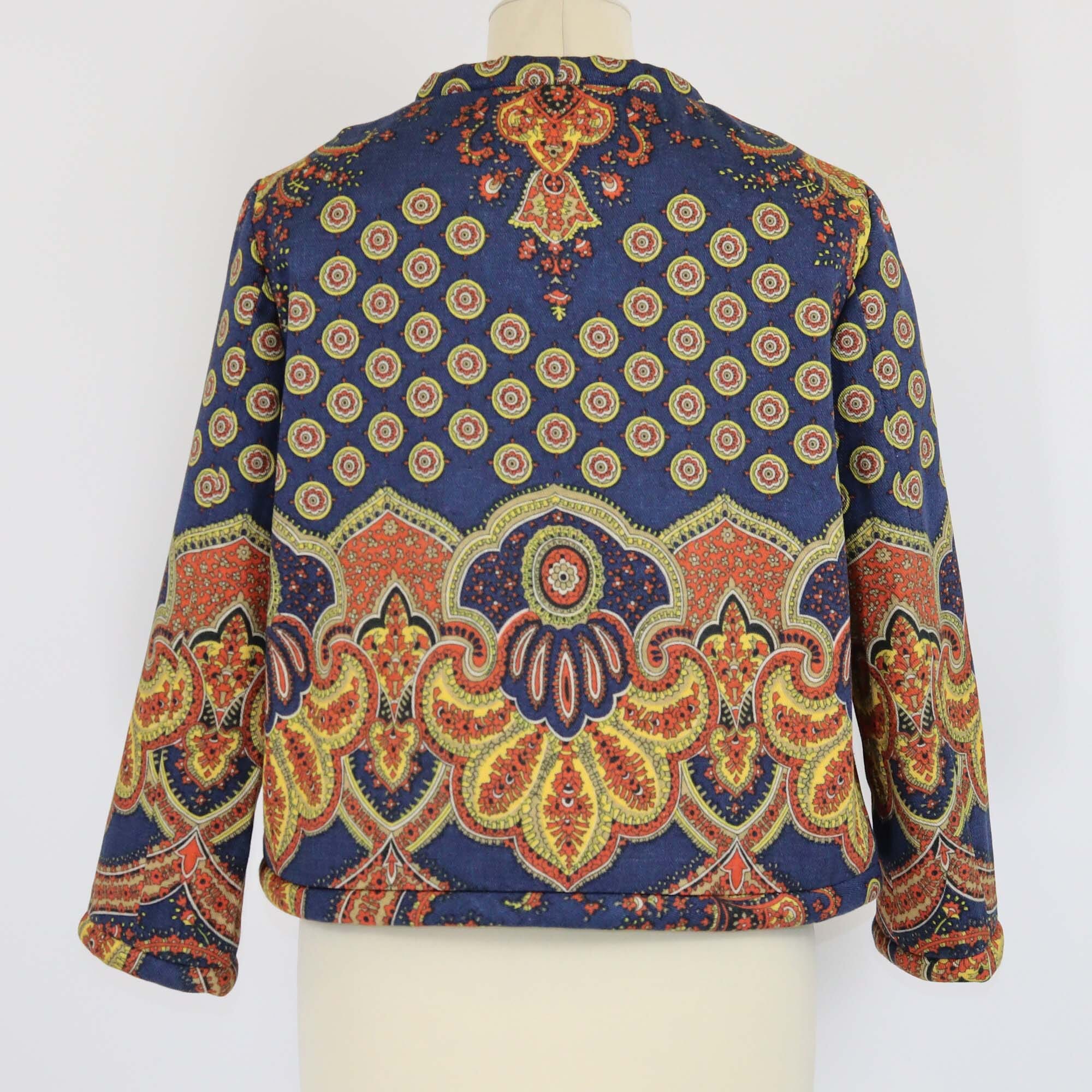 Valentino Multicolor Gabardine Paisley Print Denim 3 Quarter Sleeve Jacket Womens Valentino 