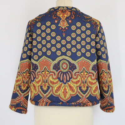 Valentino Multicolor Gabardine Paisley Print Denim 3 Quarter Sleeve Jacket Womens Valentino 