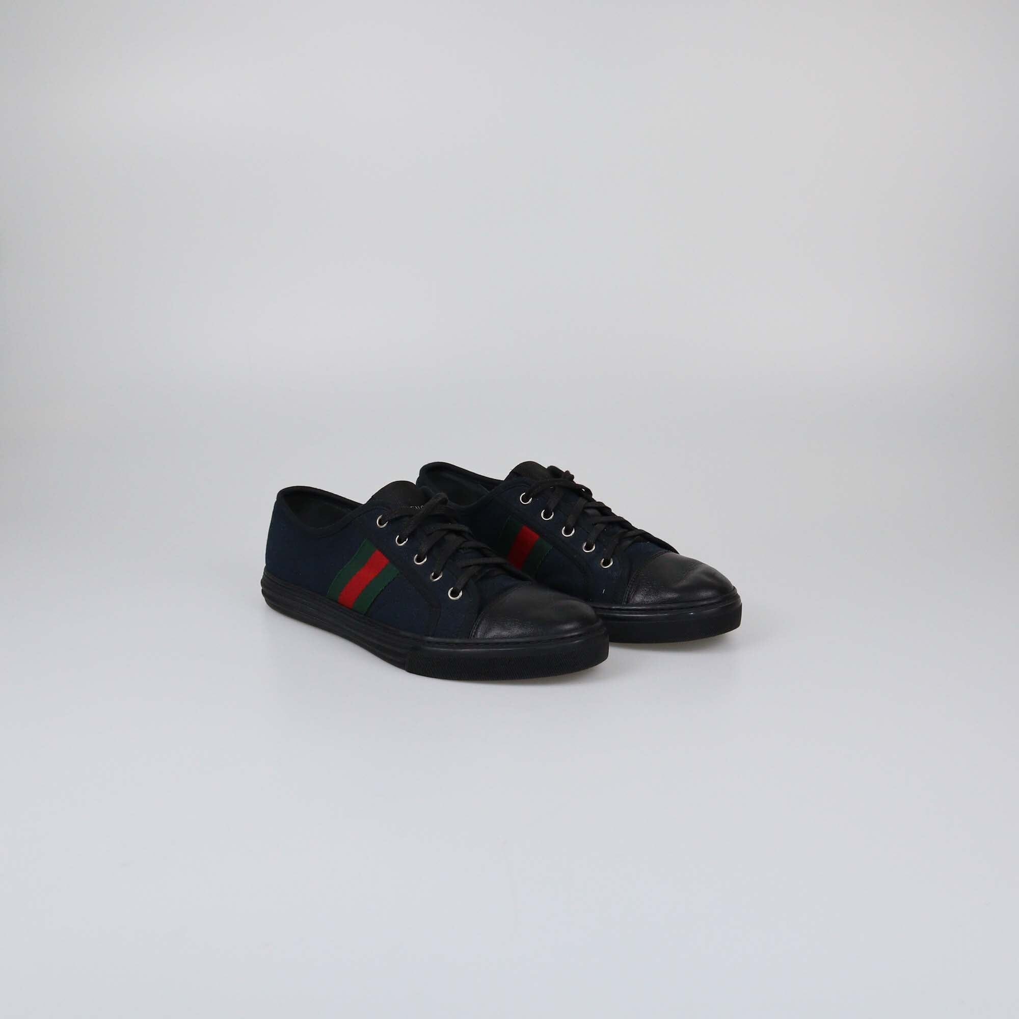 Gucci Black/Navy Blue GG Web Low Top Sneakers Mens Gucci 