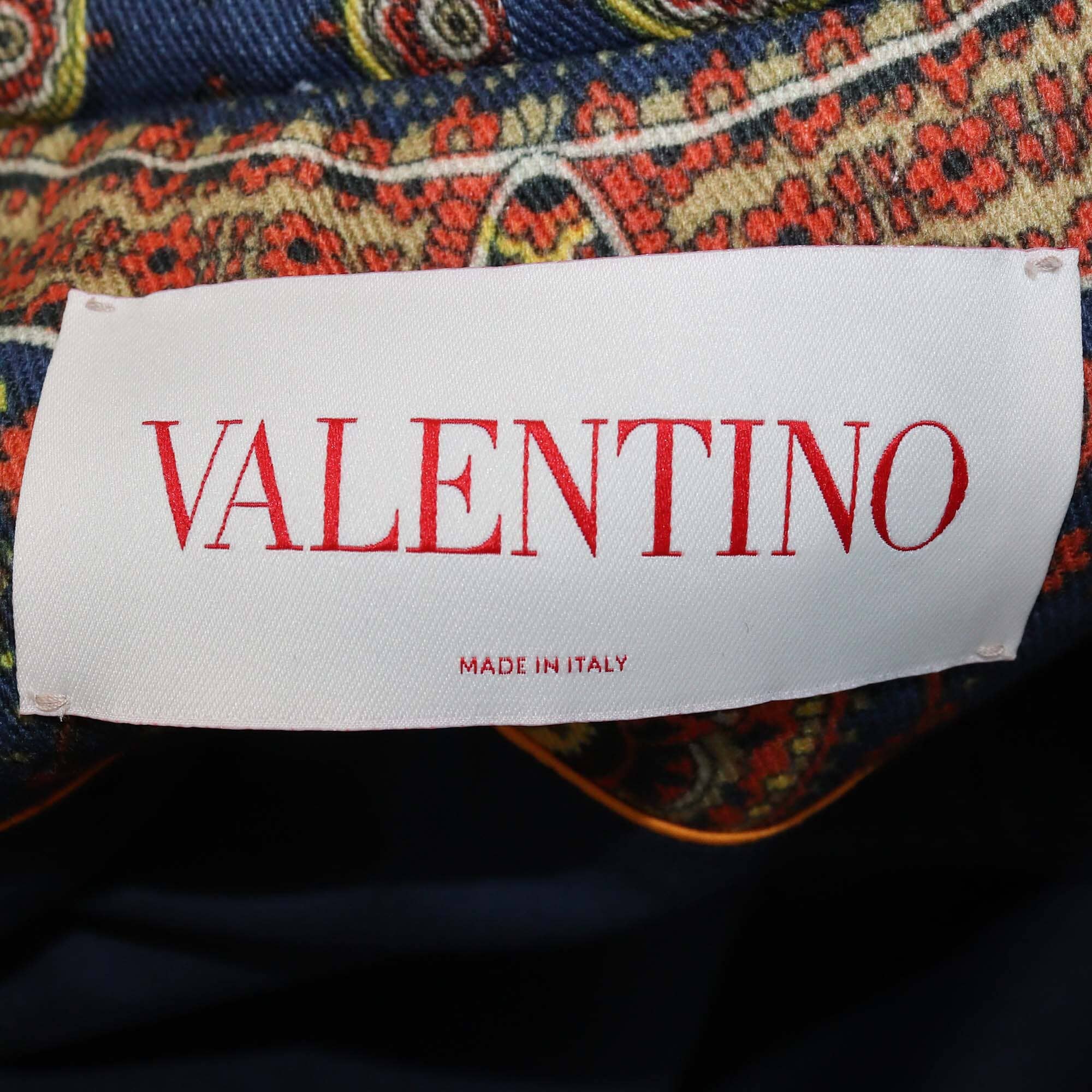 Valentino Multicolor Gabardine Paisley Print Denim 3 Quarter Sleeve Jacket Womens Valentino 