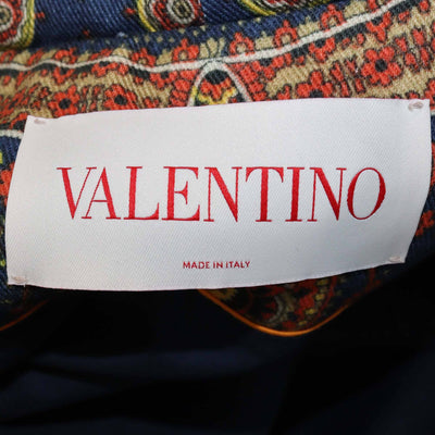 Valentino Multicolor Gabardine Paisley Print Denim 3 Quarter Sleeve Jacket Womens Valentino 