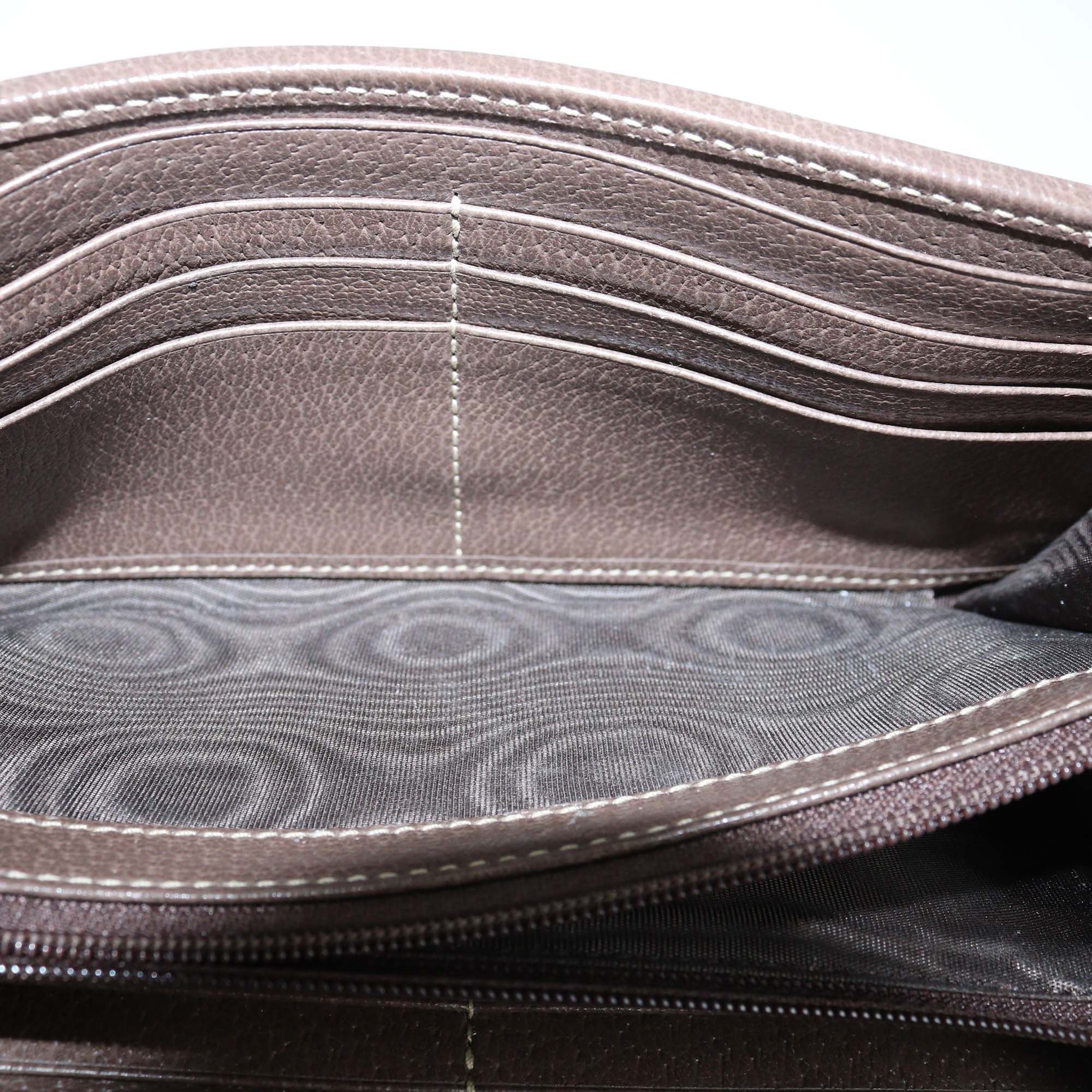 Gucci Dark Brown/Beige GG Supreme Canvas Ophidia Wallet on Chain