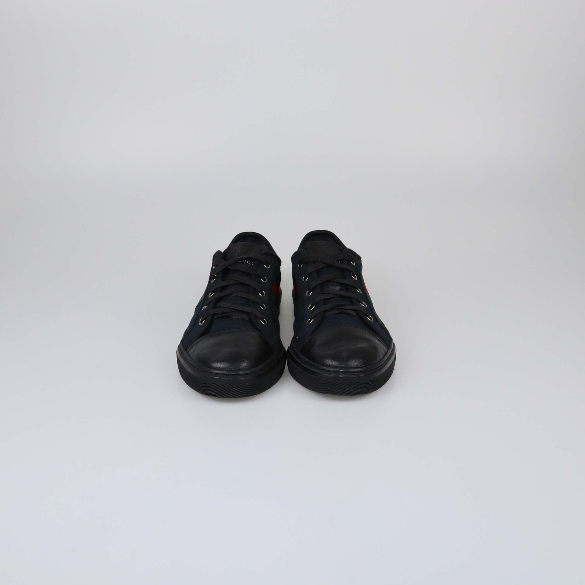 Gucci Black/Navy Blue GG Web Low Top Sneakers Mens Gucci 