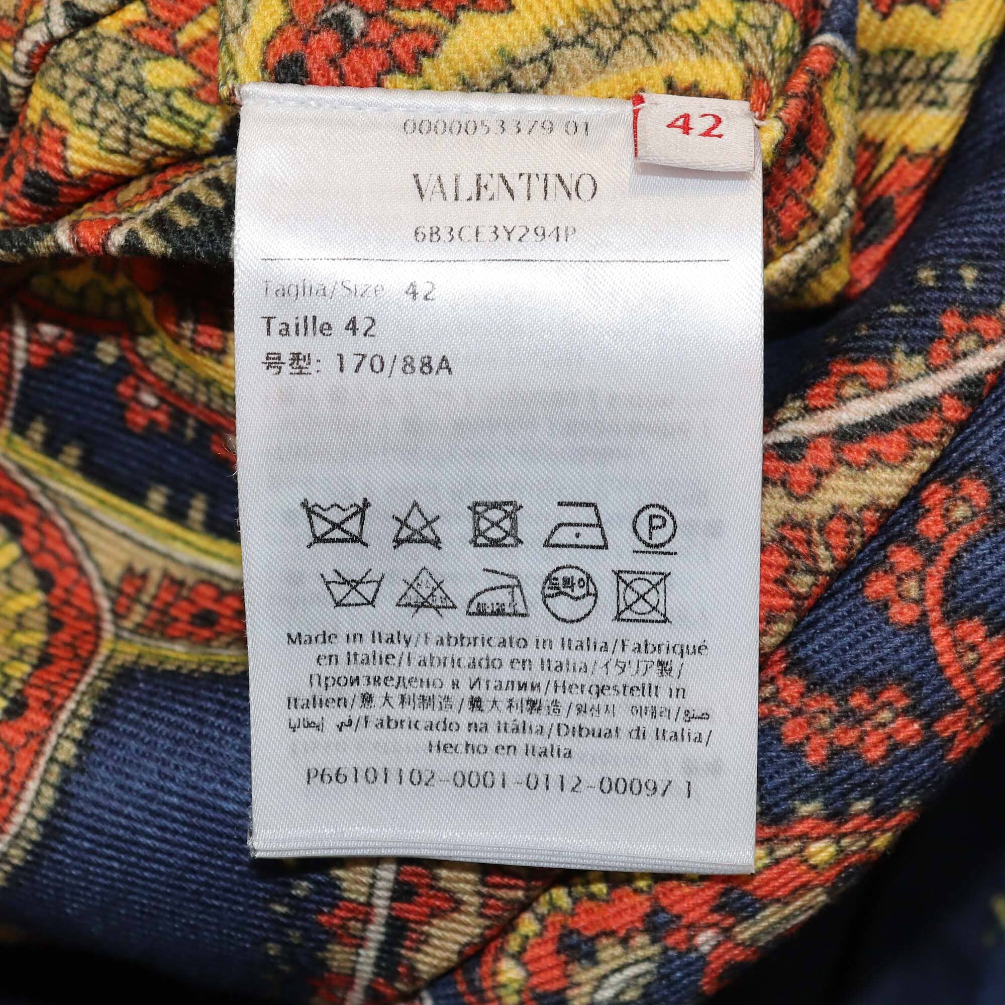 Valentino Multicolor Gabardine Paisley Print Denim 3 Quarter Sleeve Jacket Womens Valentino 