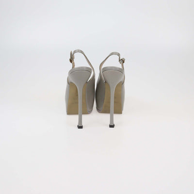Yves Saint Laurent Grey Leather Tribtoo Slingback Sandals Womens Saint Laurent Paris 