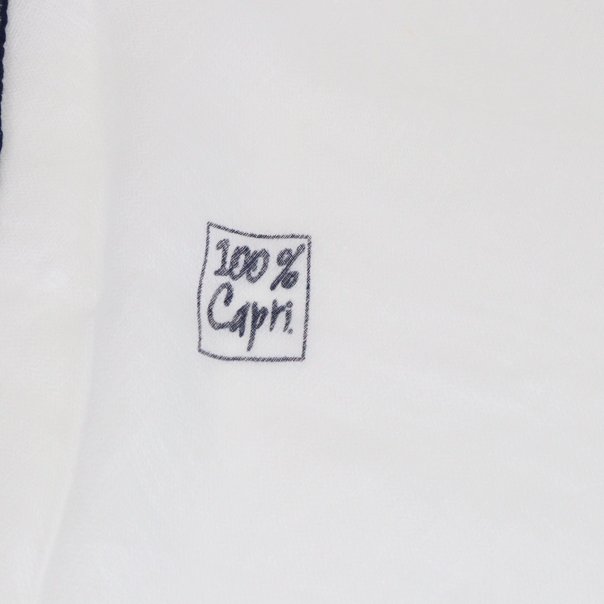 100% Capri White/Blue Rhombus Linen Scarf Womens 100% Capri 