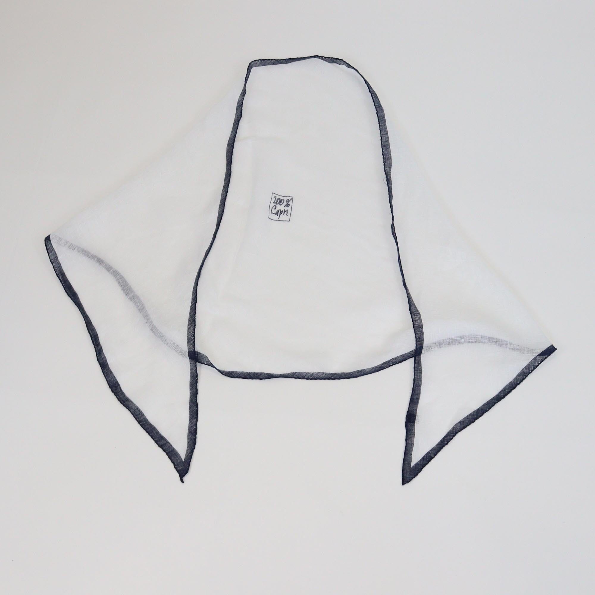 100% Capri White/Blue Rhombus Linen Scarf Womens 100% Capri 