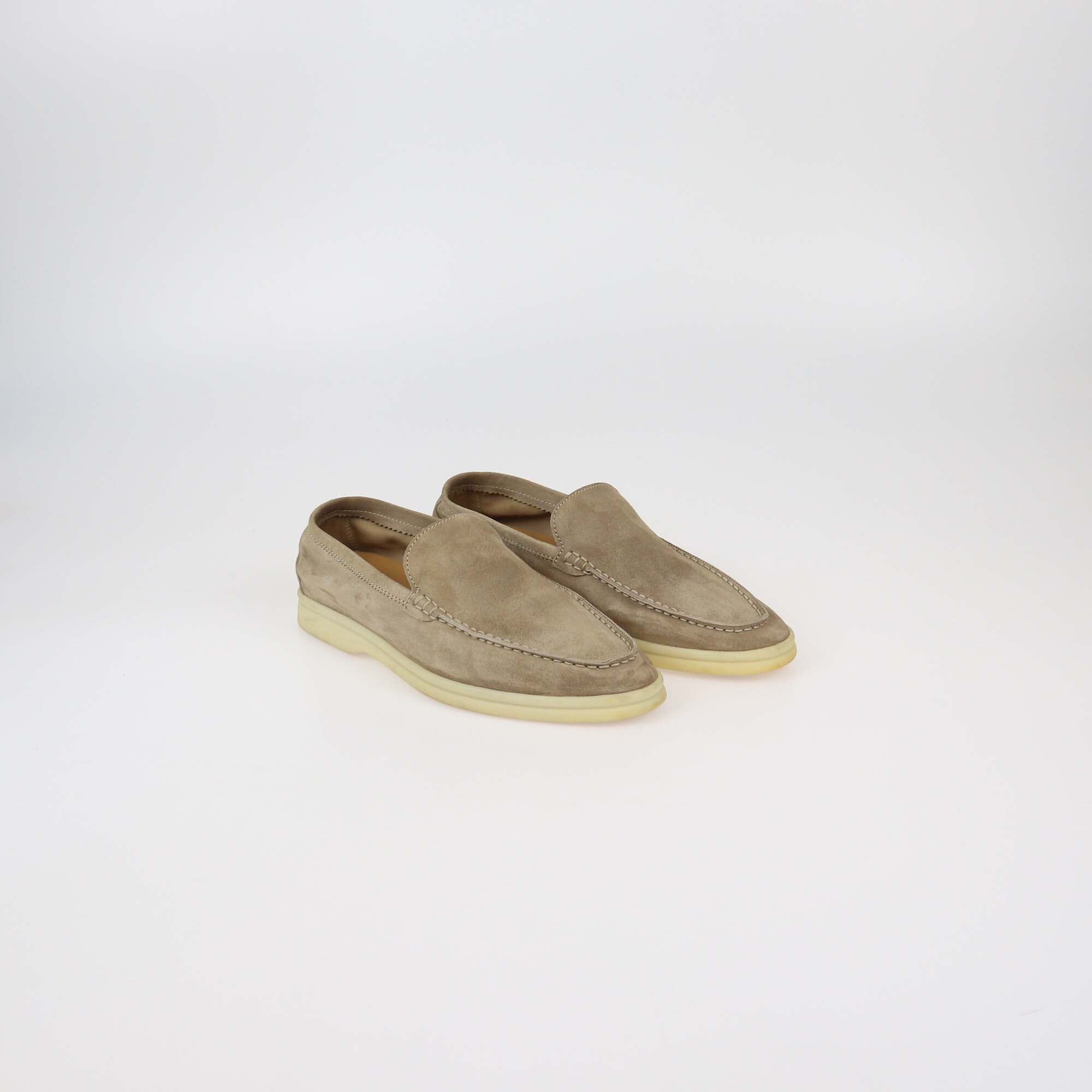 Loro Piana Beige Suede Summer Charms Walk Loafers Womens Loro Piana 