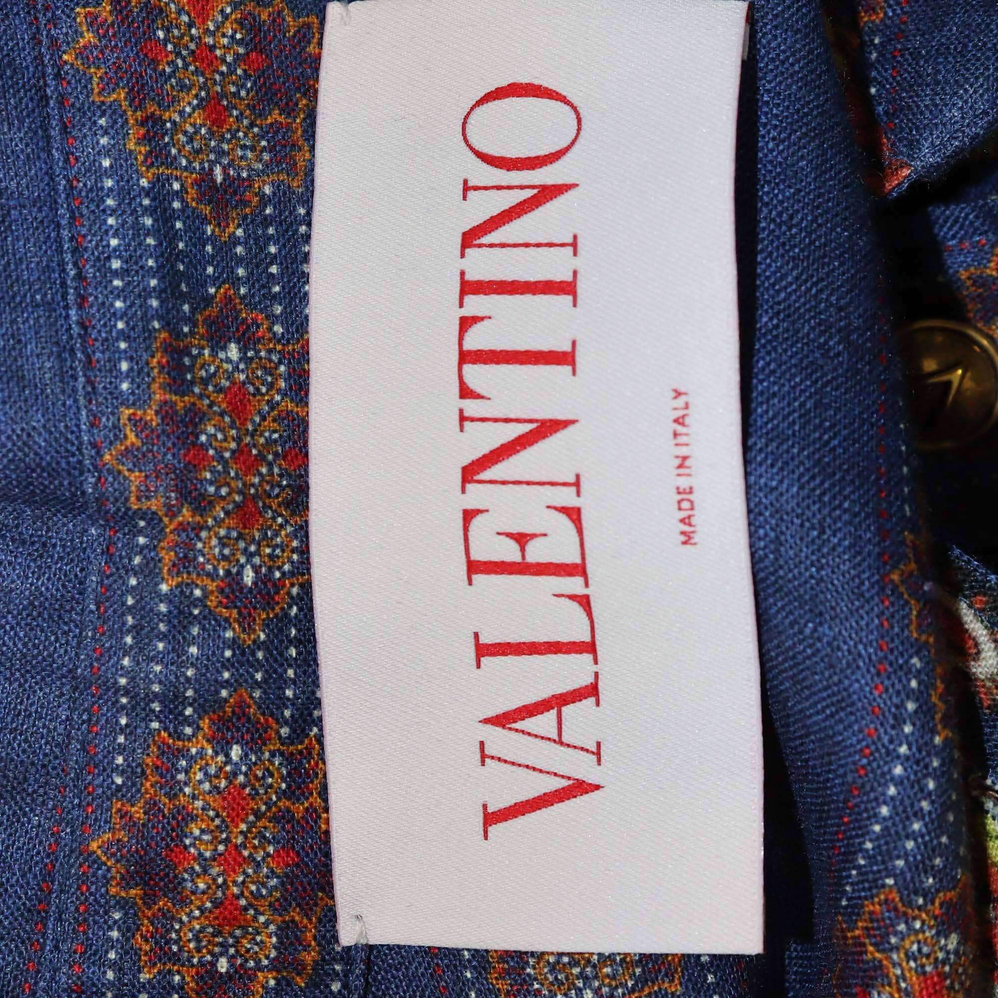 Valentino Multicolor Gabardine Paisley Print Linen Long Sleeve Shirt Womens Valentino 