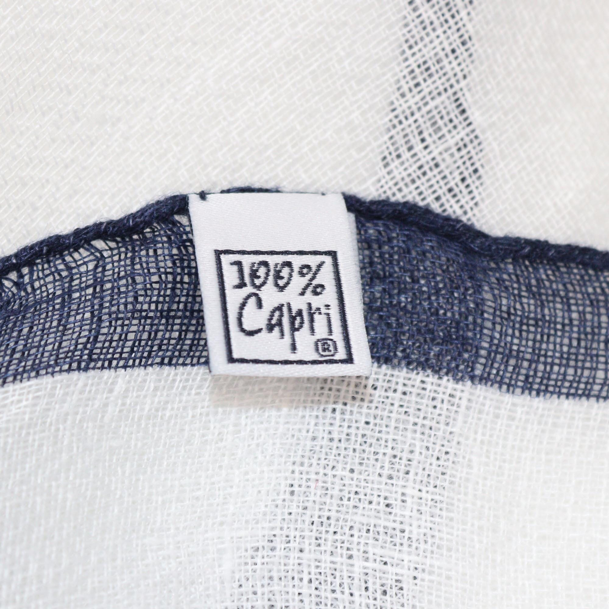 100% Capri White/Blue Rhombus Linen Scarf Womens 100% Capri 