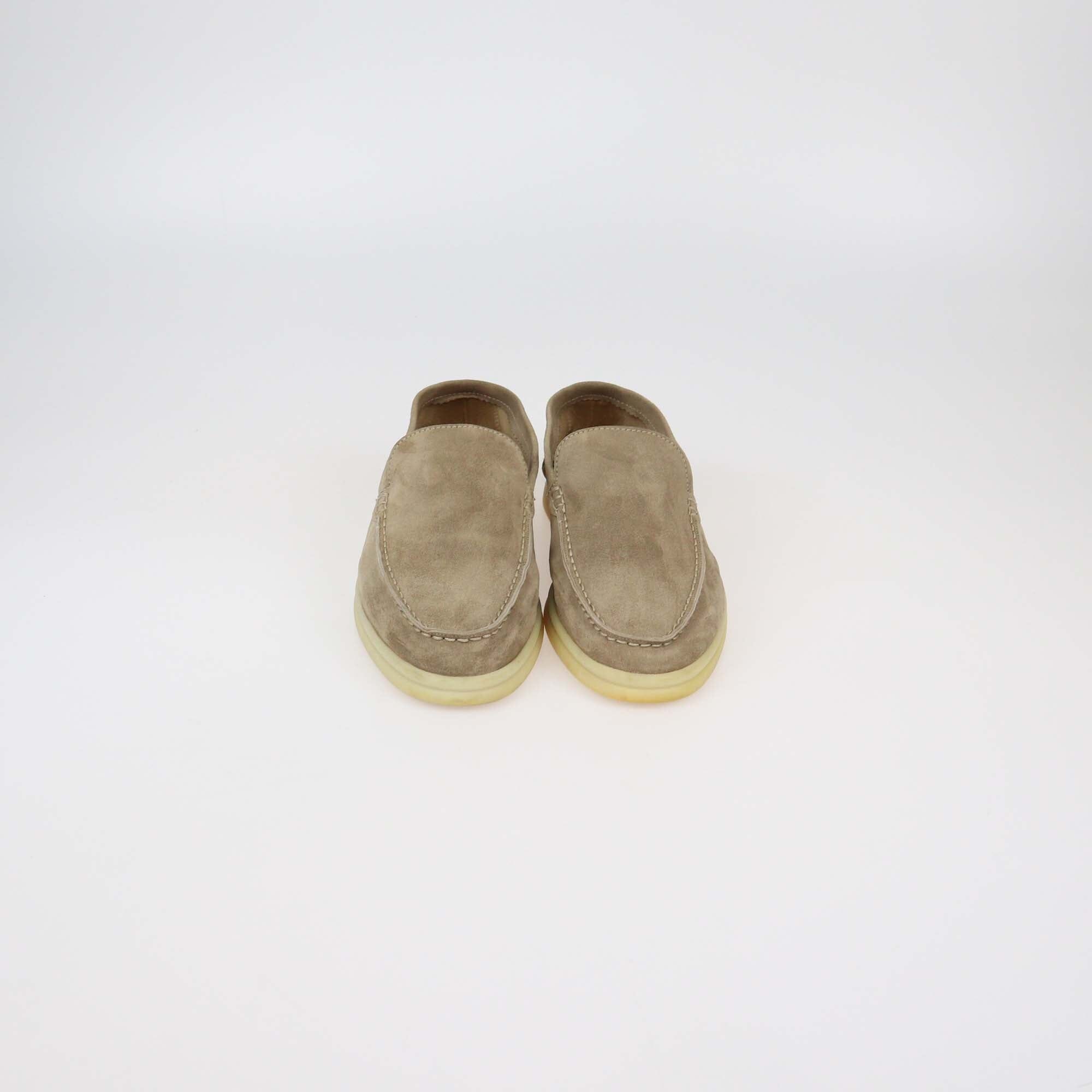Loro Piana Beige Suede Summer Charms Walk Loafers Womens Loro Piana 