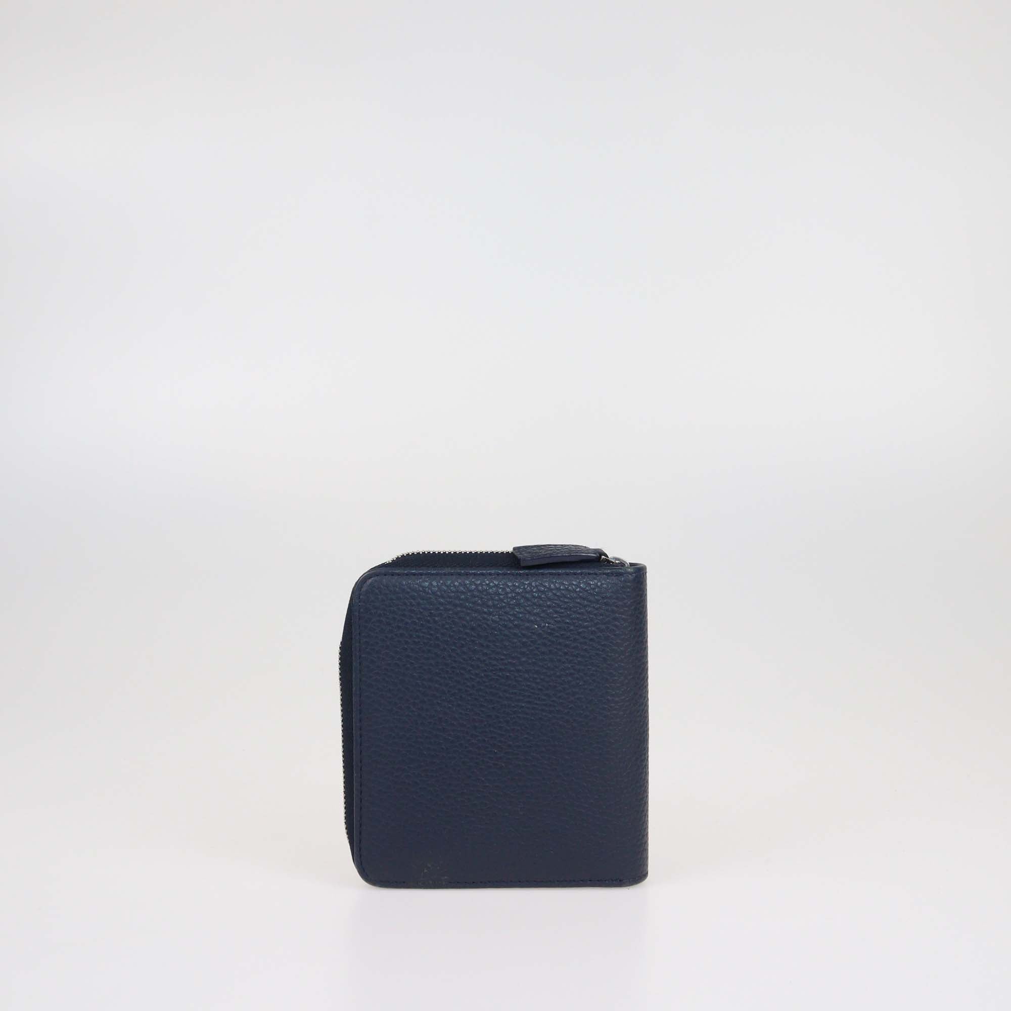 Montblanc Navy Blue Leather Meisterstuck Zip Around Compact Wallet