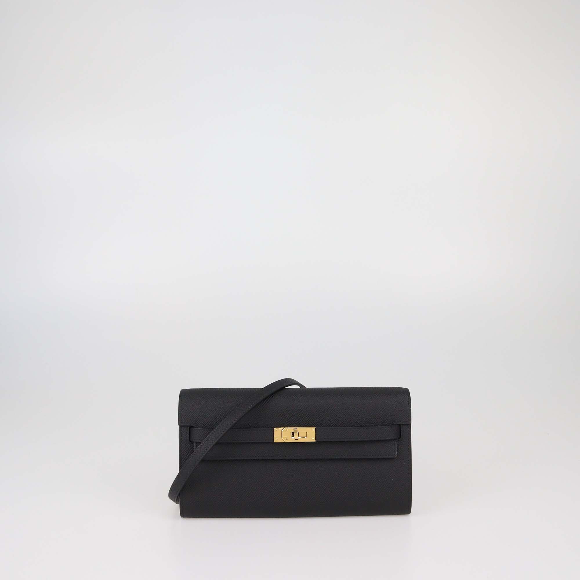 Hermes Black Epsom Leather Kelly Classique To Go Wallet