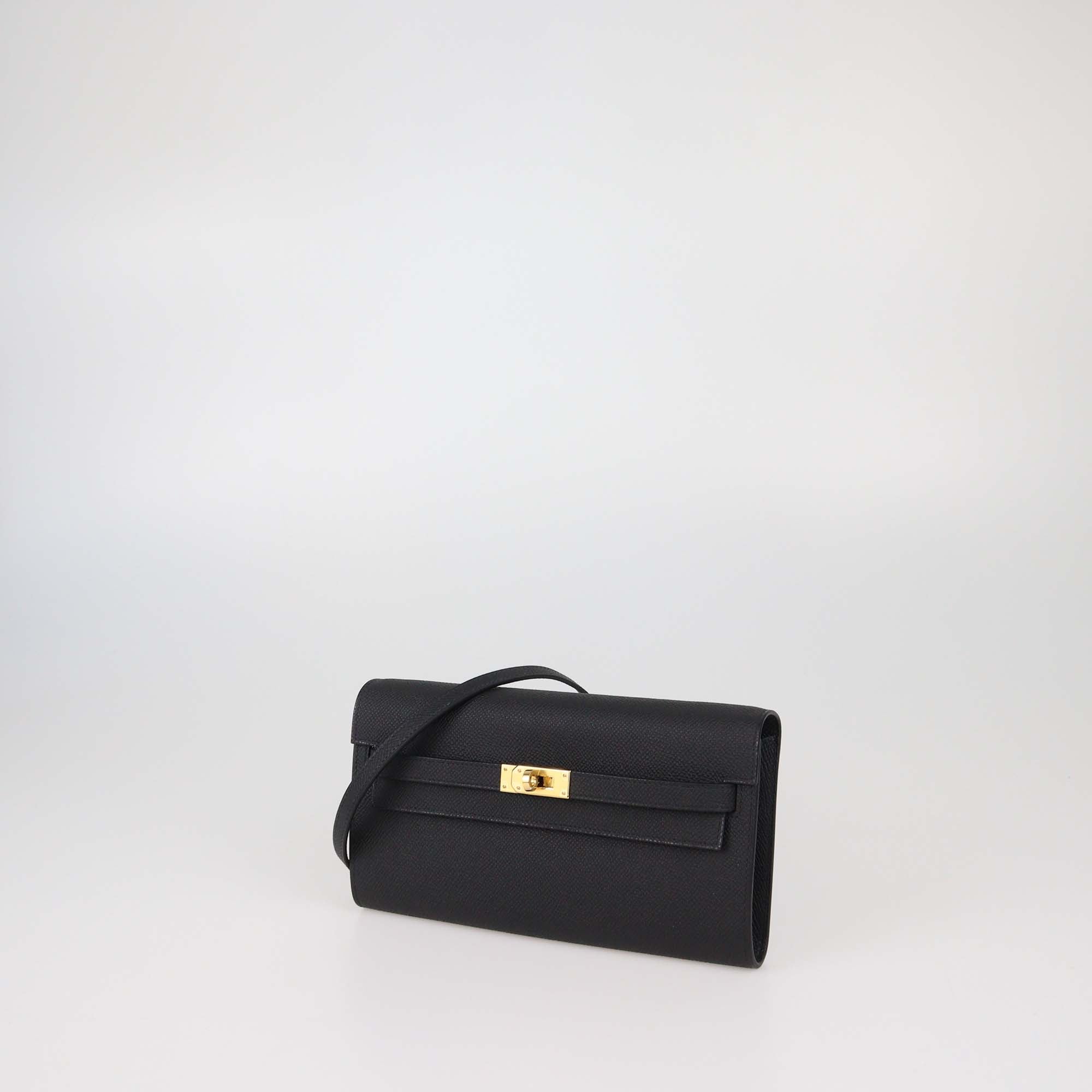Hermes Black Epsom Leather Kelly Classique To Go Wallet