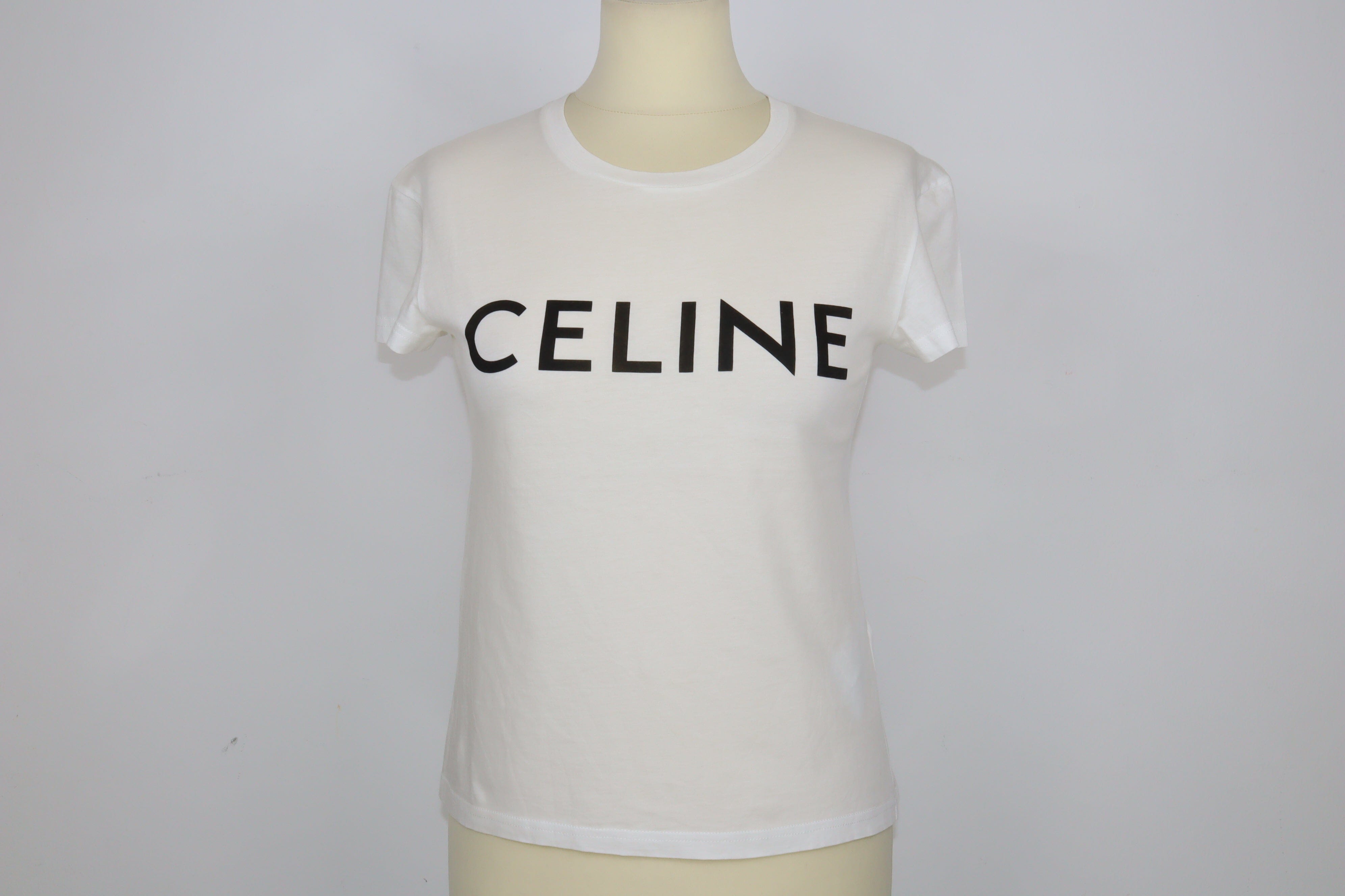 White Logo Printed Tshirt Clothing Celine 
