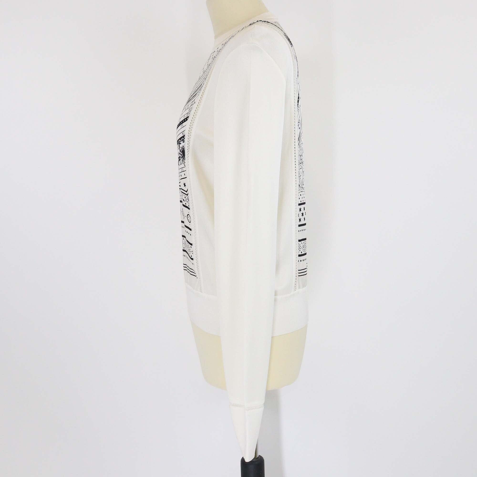Hermes Black/White Perforated Cotton Printed Long Sleeve Shirt Womens Hermes 