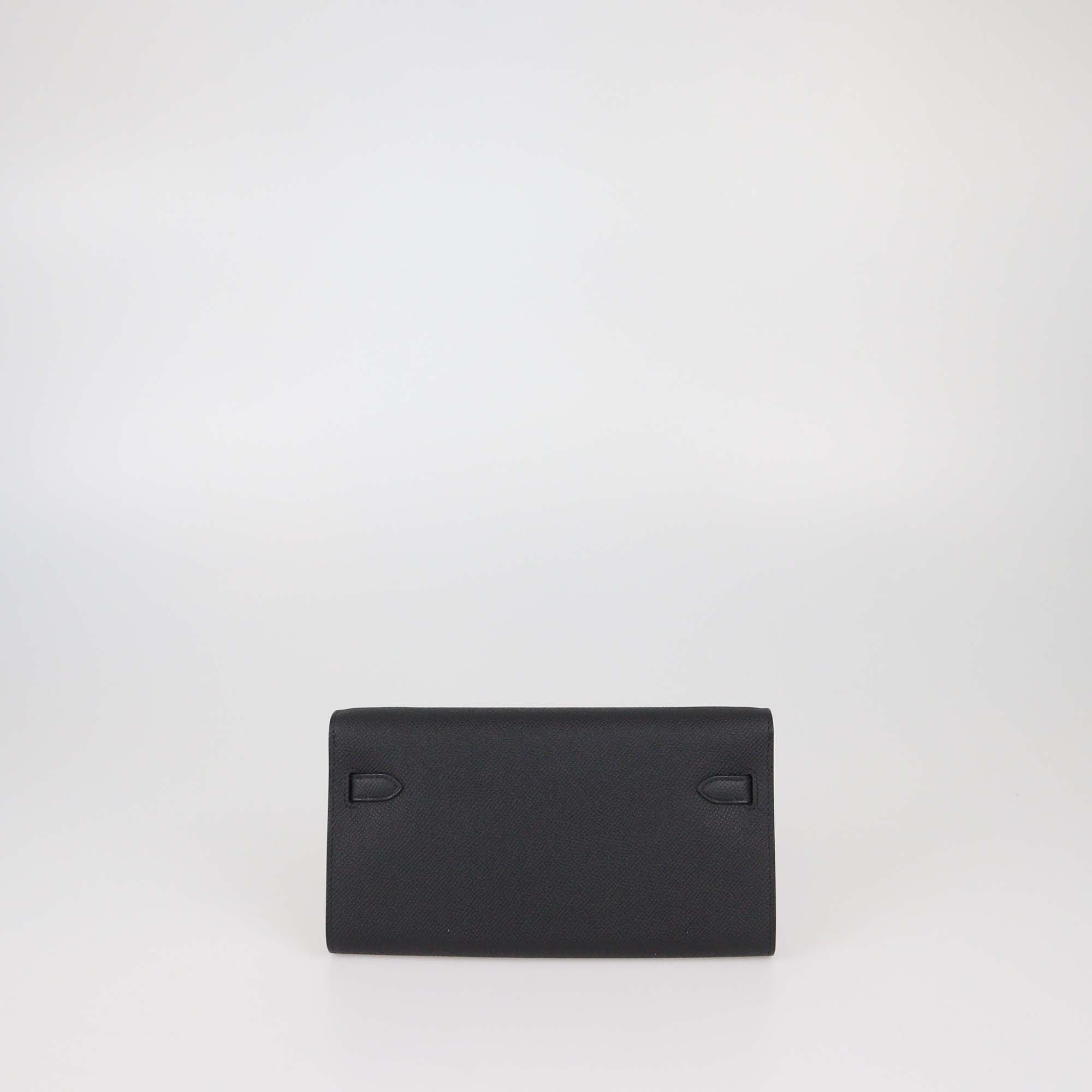 Hermes Black Epsom Leather Kelly Classique To Go Wallet
