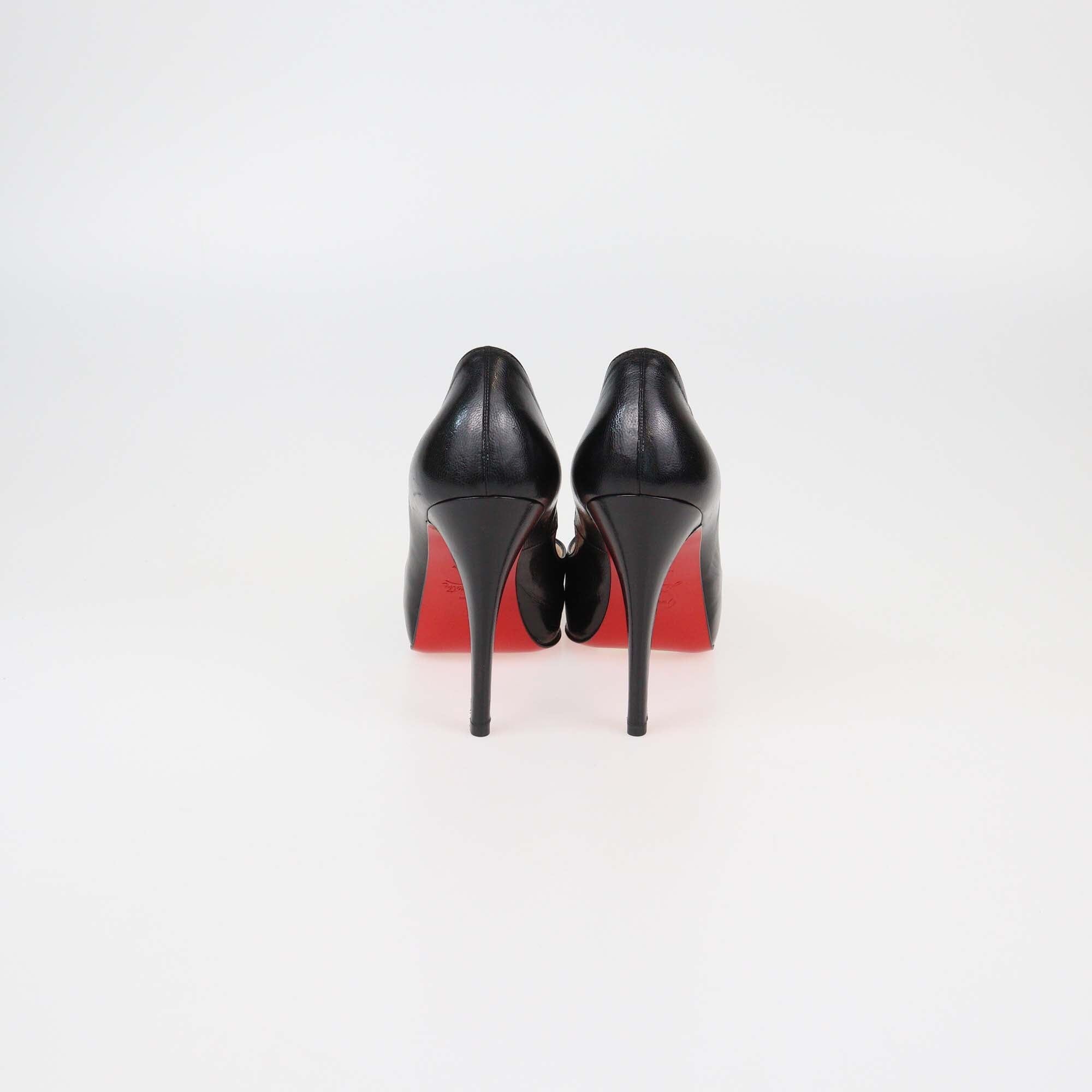 Christian Louboutin Black Leather Very Prive Peep Toe Pumps Womens Christian Louboutin 