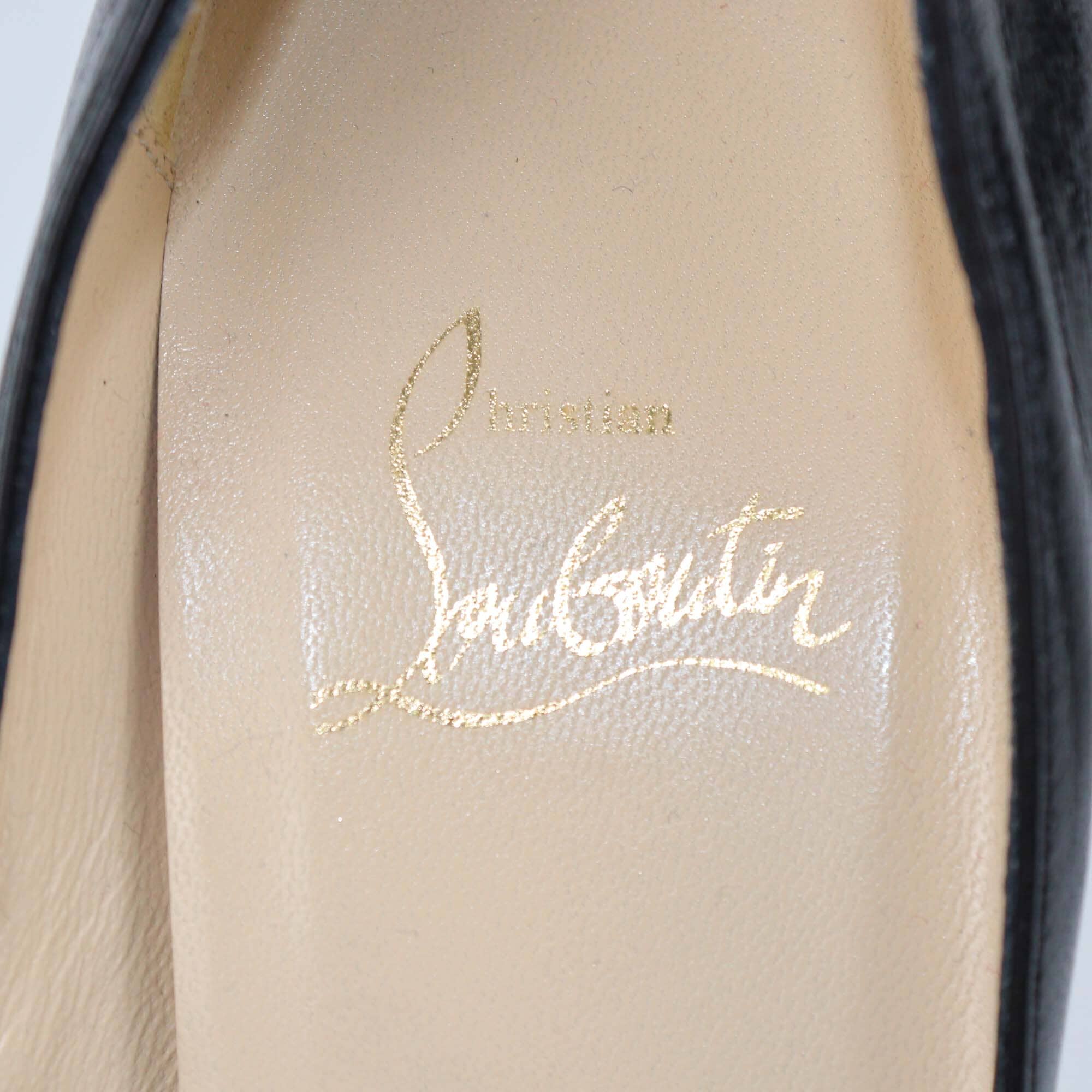 Christian Louboutin Black Leather Very Prive Peep Toe Pumps Womens Christian Louboutin 