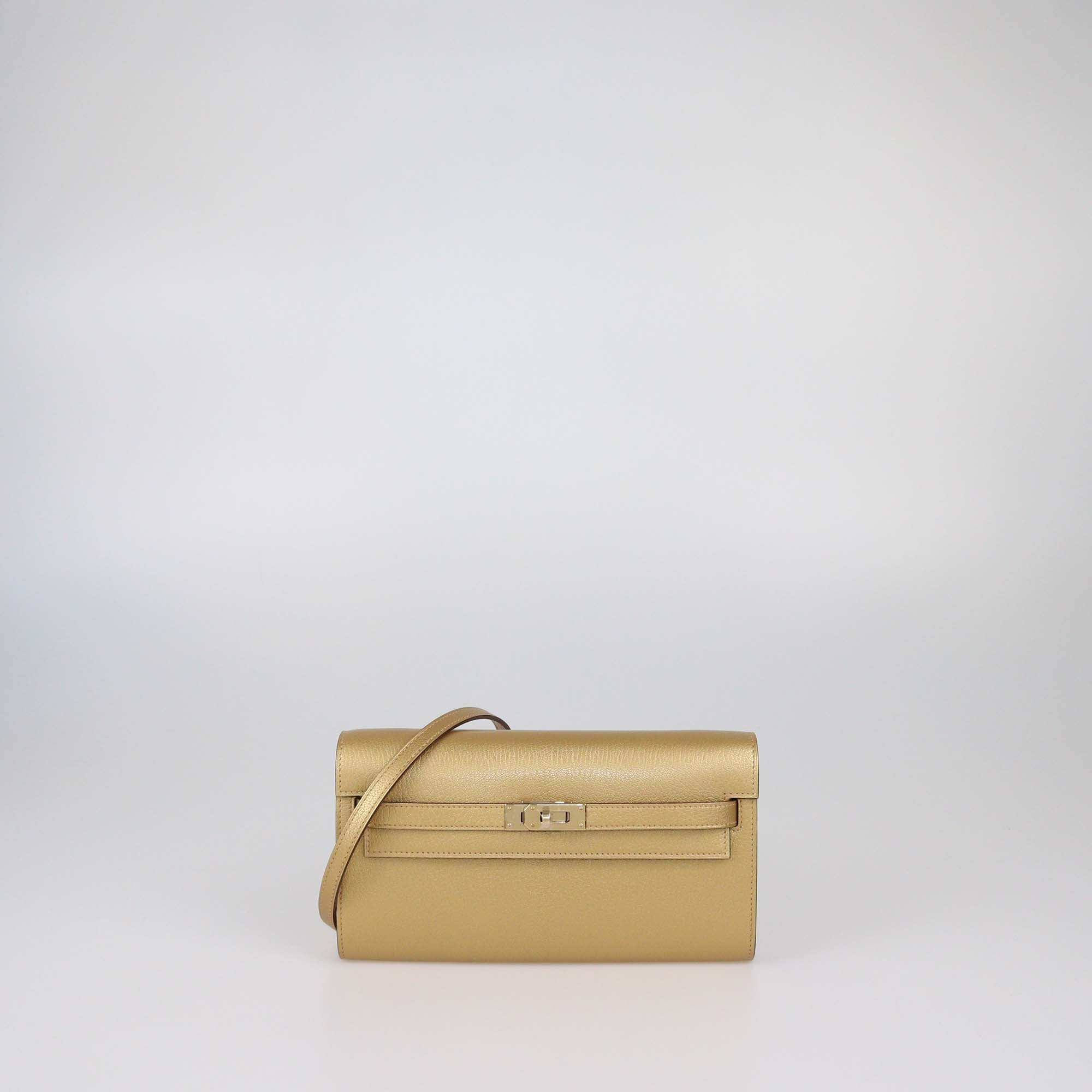 Hermes Dore Chamkilight Leather Kelly Classique To Go Wallet