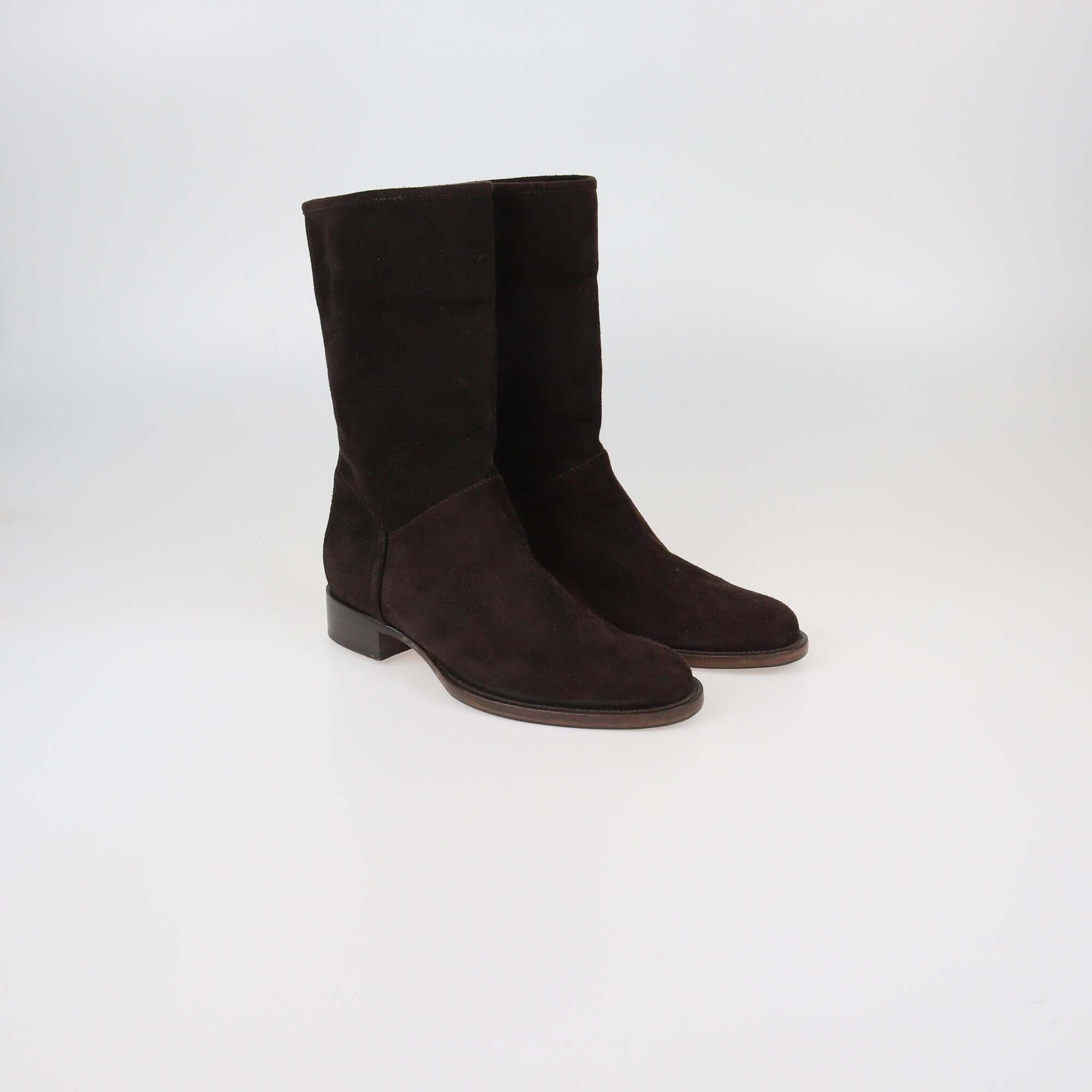 Loro Piana Cacao Brown Suede Ankle Boots Womens Loro Piana 