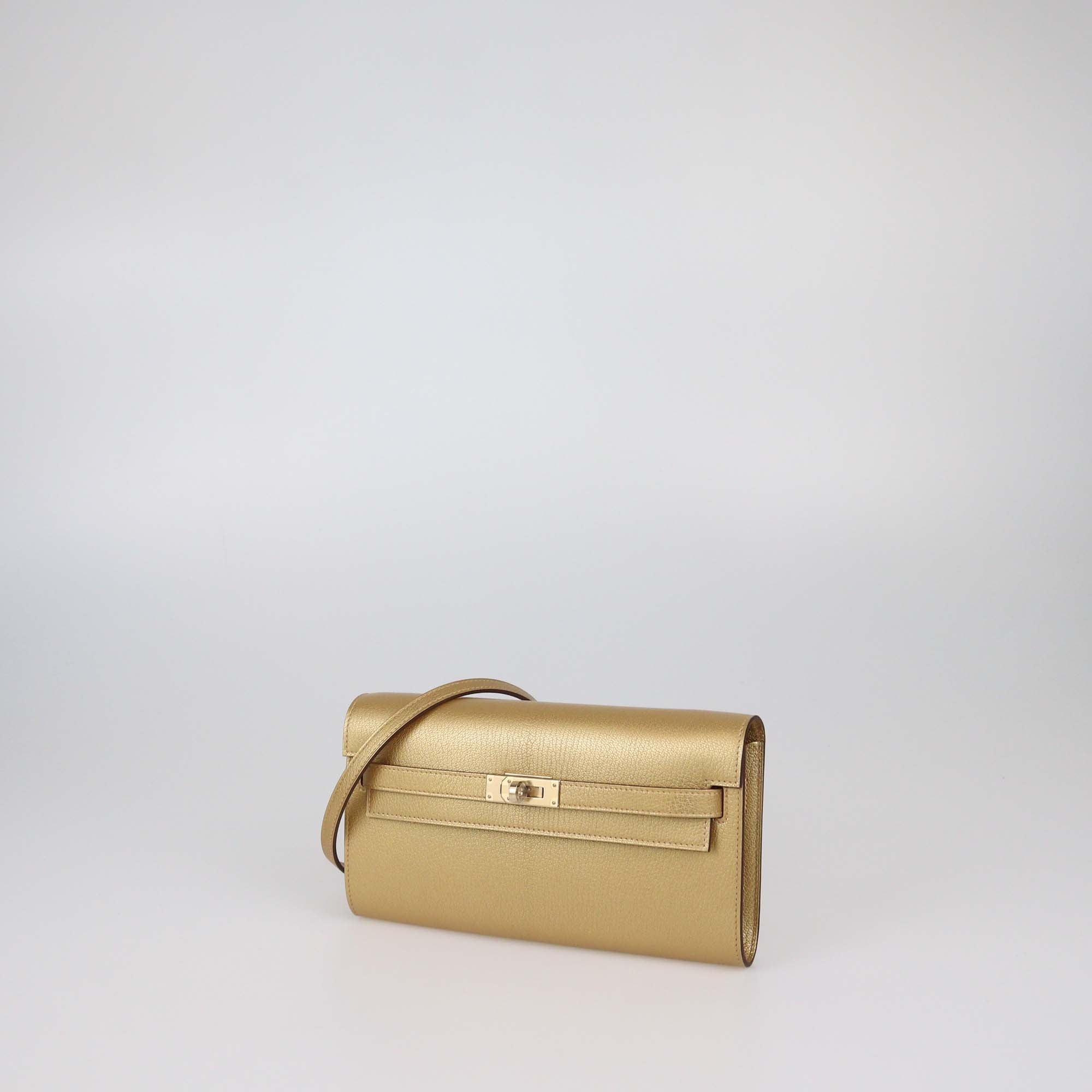 Hermes Dore Chamkilight Leather Kelly Classique To Go Wallet