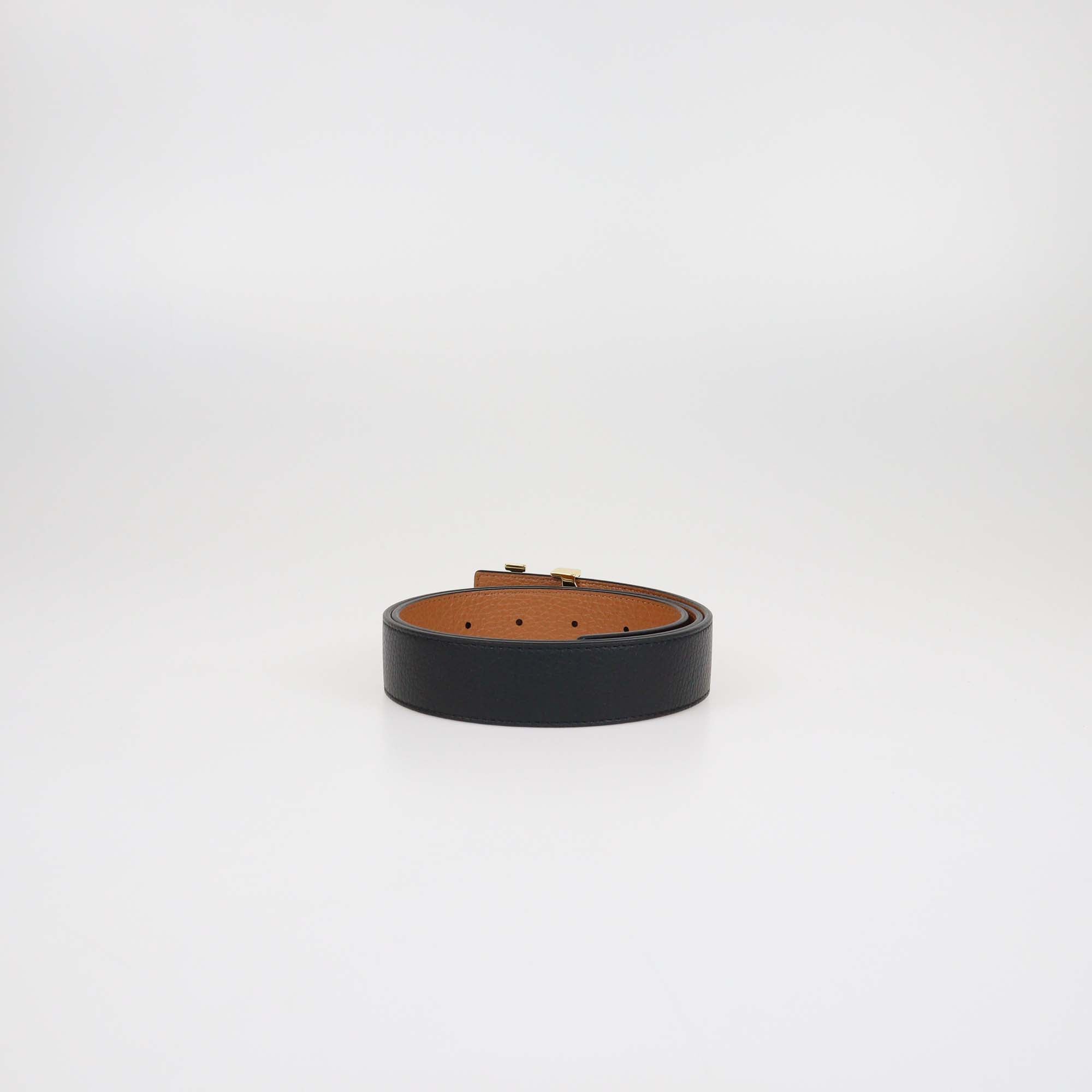 Louis Vuitton Black/Brown Leather 30MM LV Initiales Reversible Belt