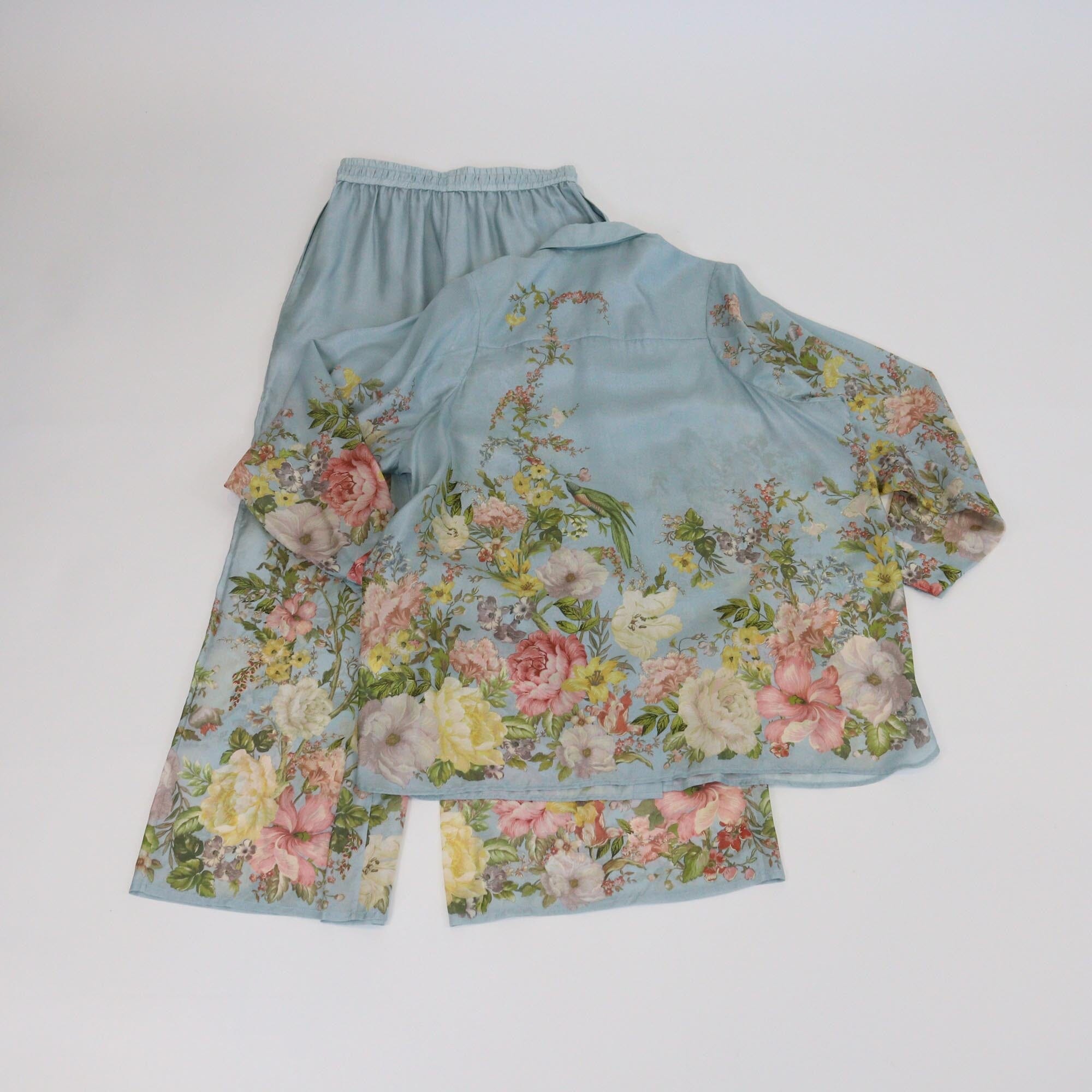 Zimmermann Blue Floral Print Waverly Relaxed Long Sleeve Shirt & Trouser Womens Zimmermann 