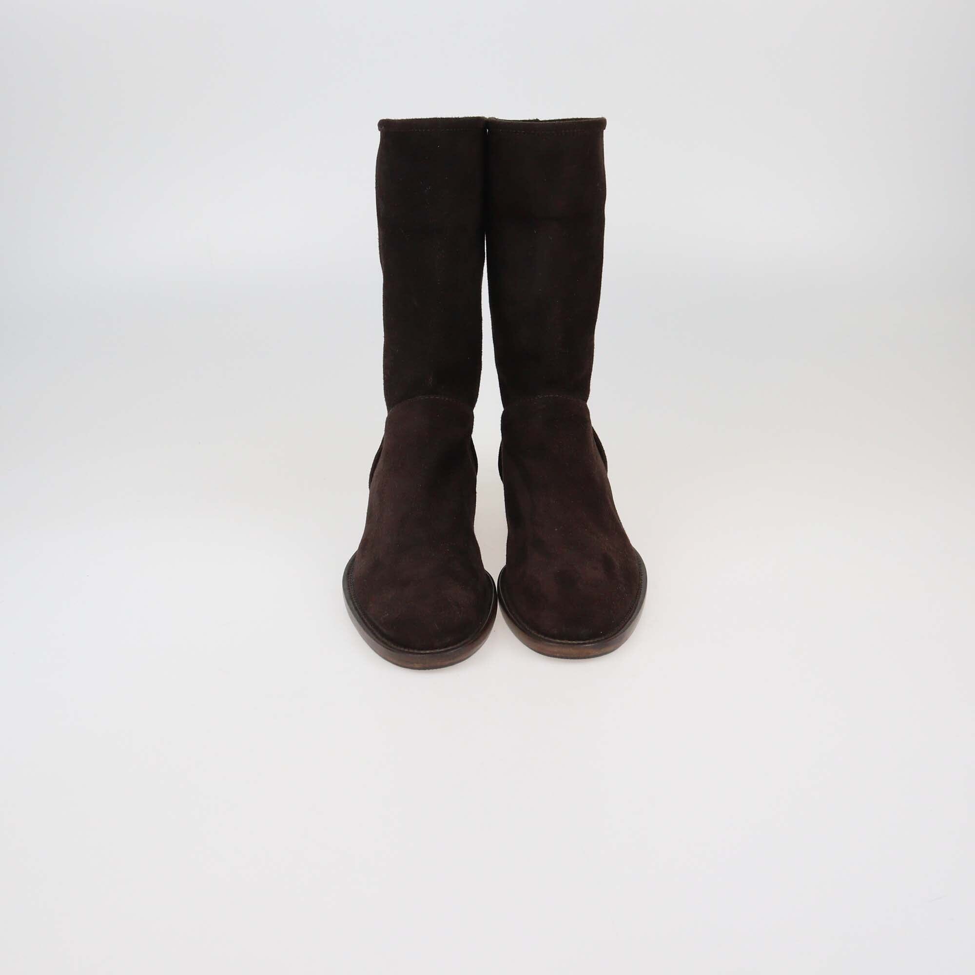 Loro Piana Cacao Brown Suede Ankle Boots Womens Loro Piana 