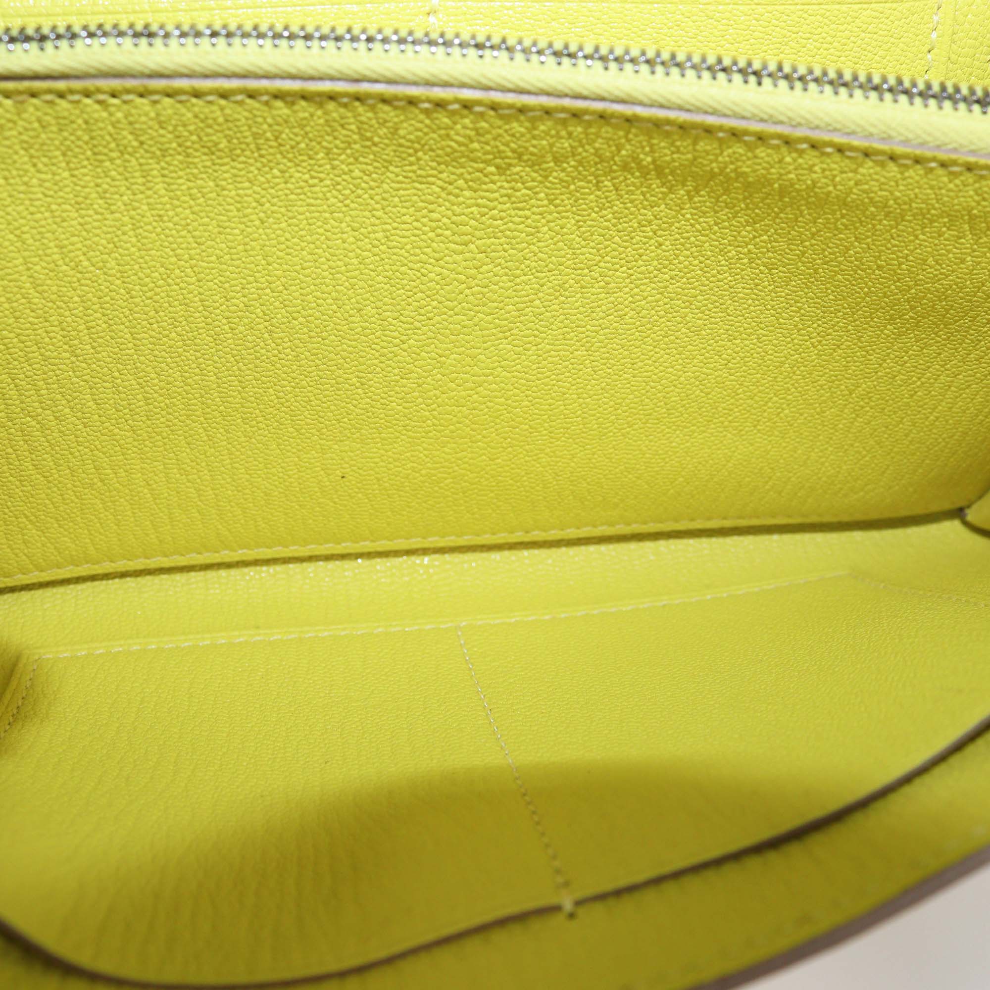 Hermes Lime Chevre Leather Kelly To Go Wallet